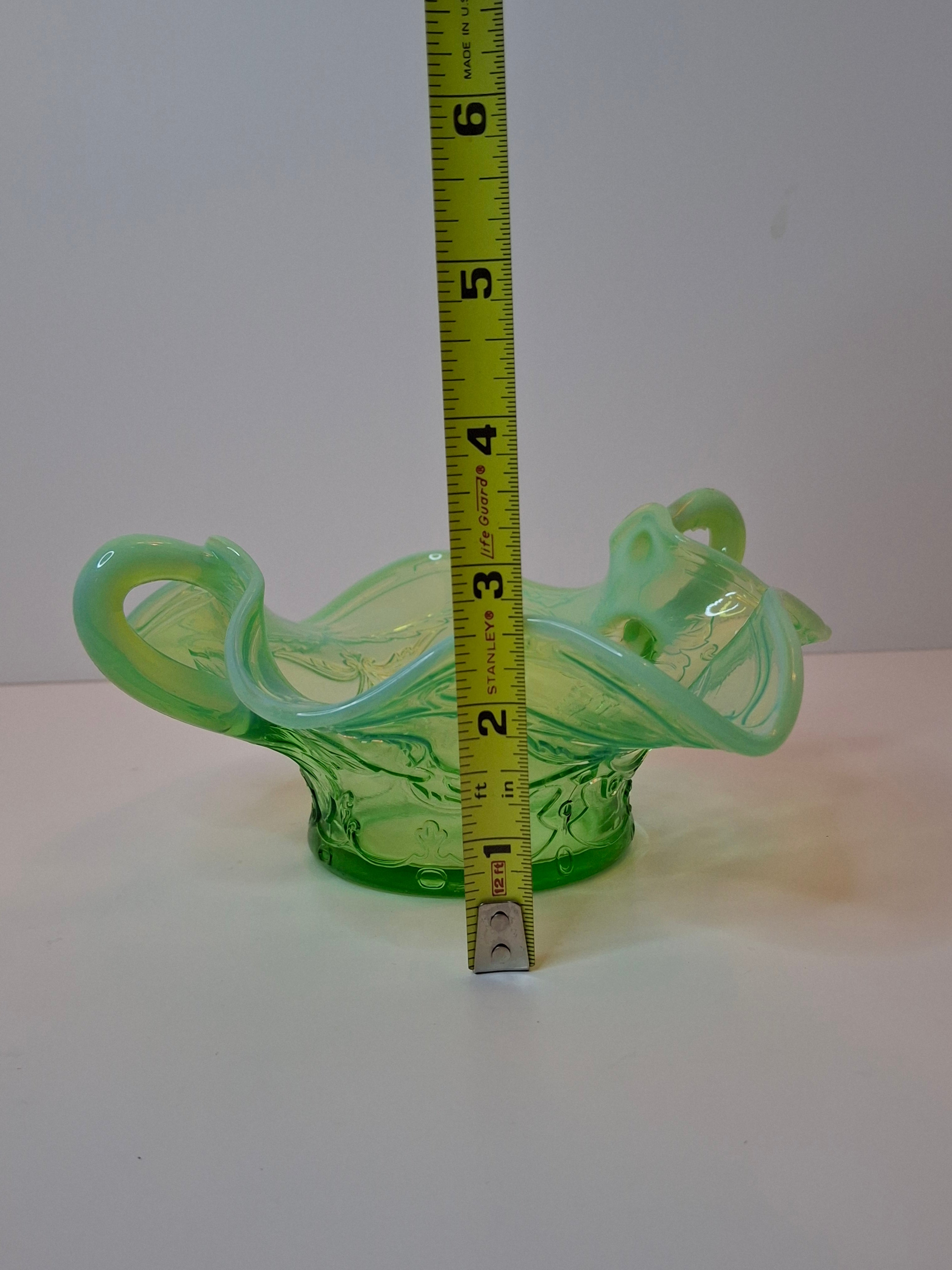 Antique Jefferson Glass Green Opalescent Scroll with Acanthus Sugar Bowl 1905 EAPG