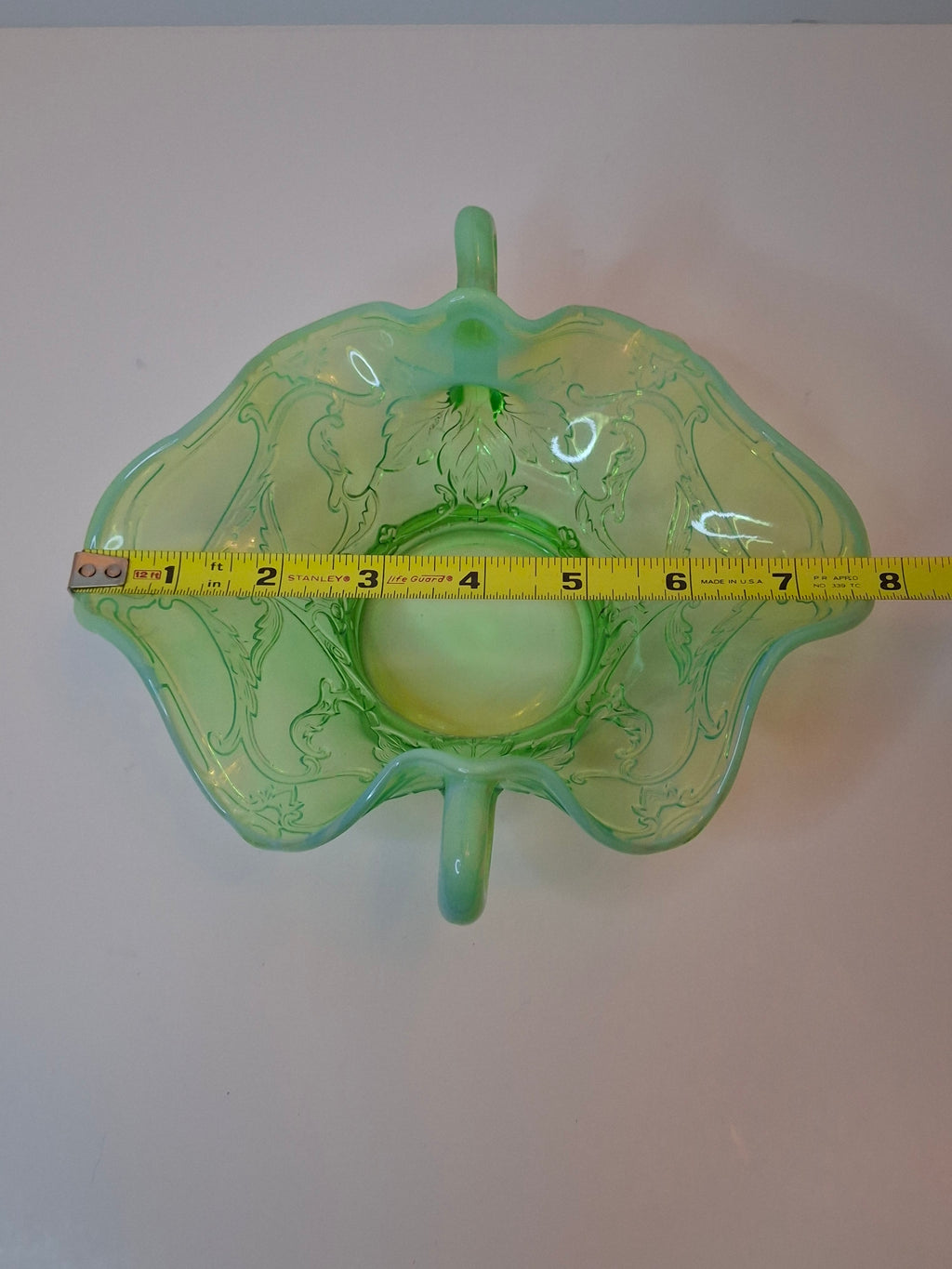 Antique Jefferson Glass Green Opalescent Scroll with Acanthus Sugar Bowl 1905 EAPG