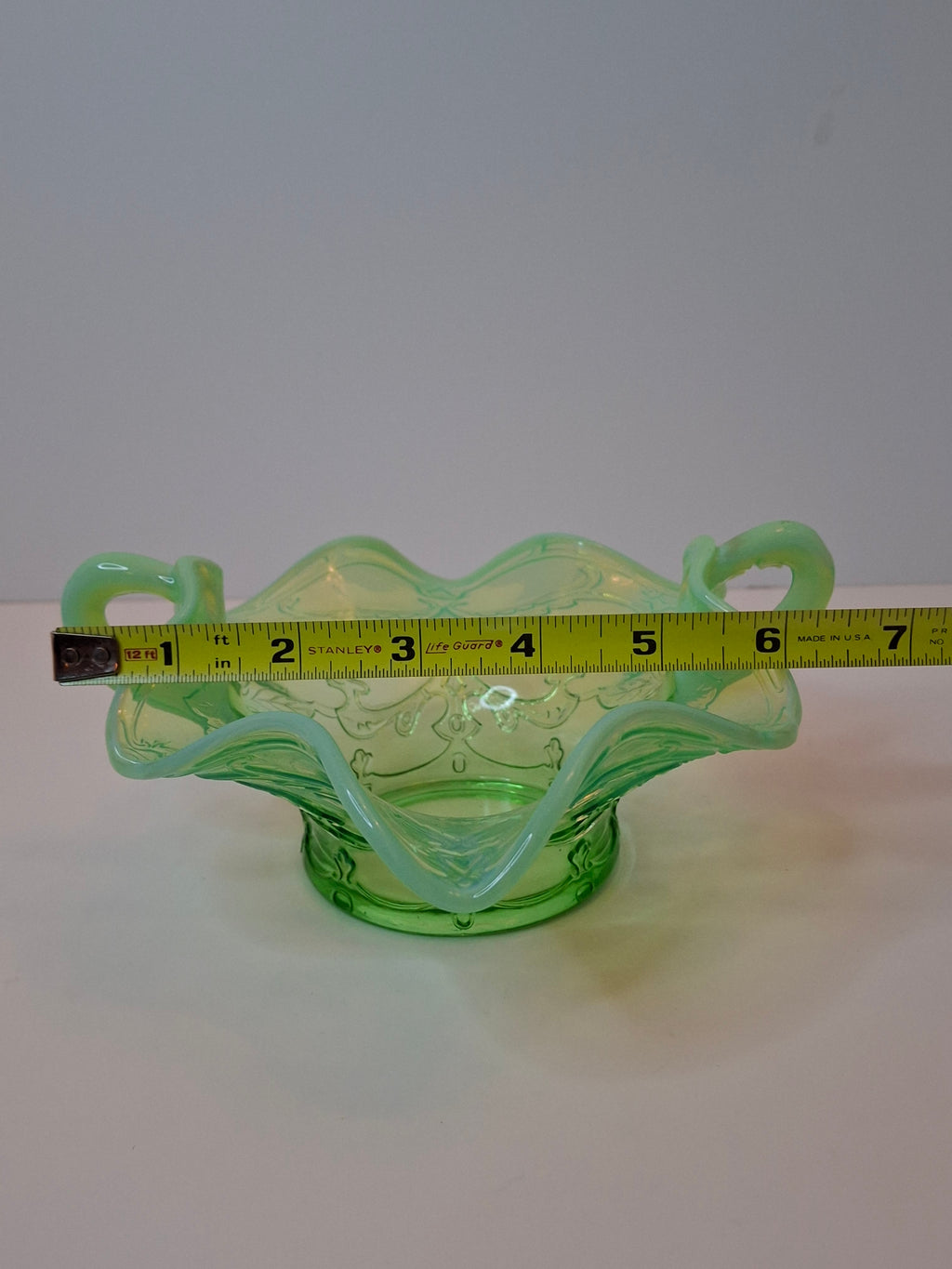 Antique Jefferson Glass Green Opalescent Scroll with Acanthus Sugar Bowl 1905 EAPG