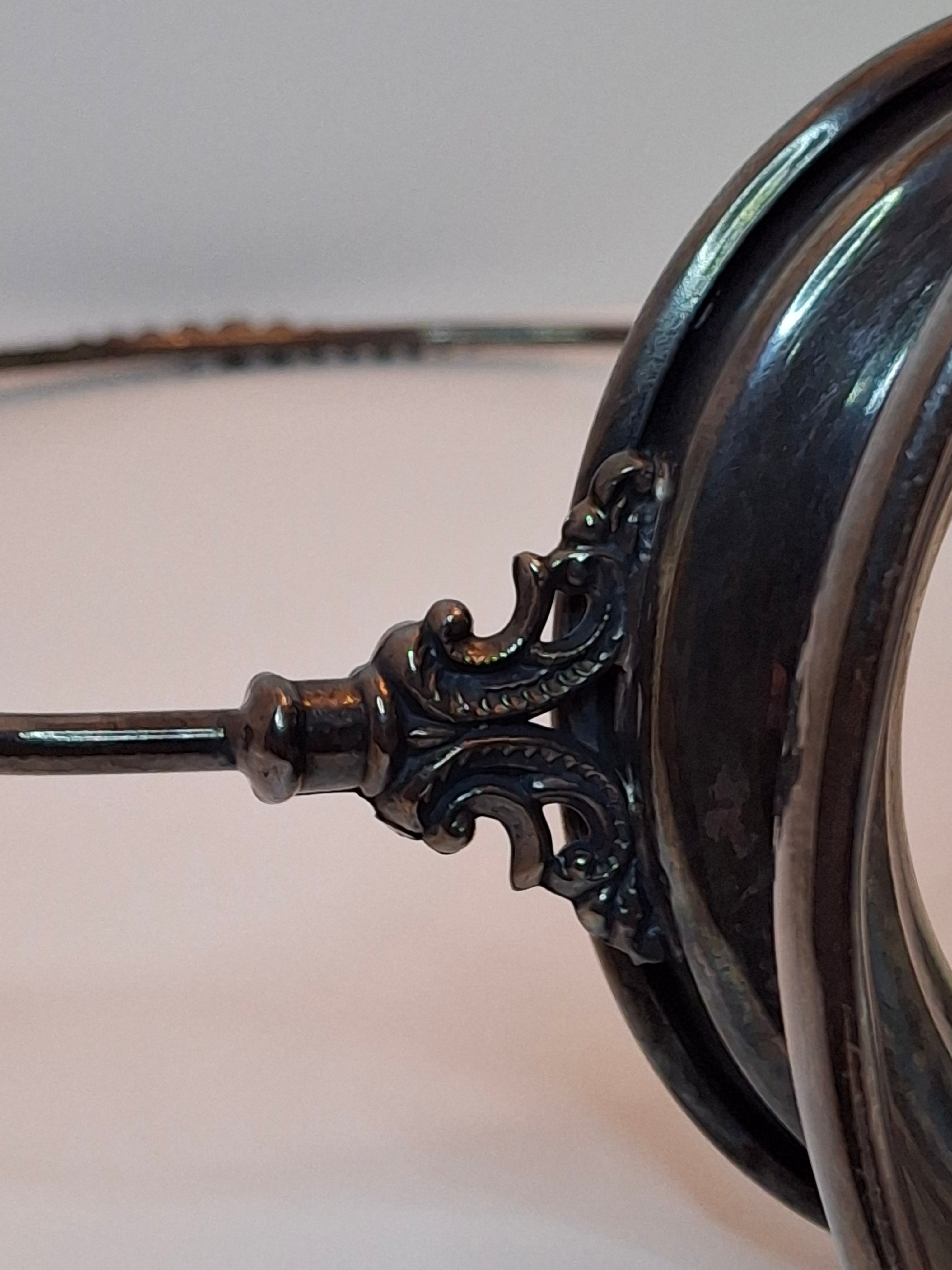 Antique Green Opalescent Jefferson Glass Buttons & Braids Bride's Basket Warren Silver Plate Stand 526 c. 1903