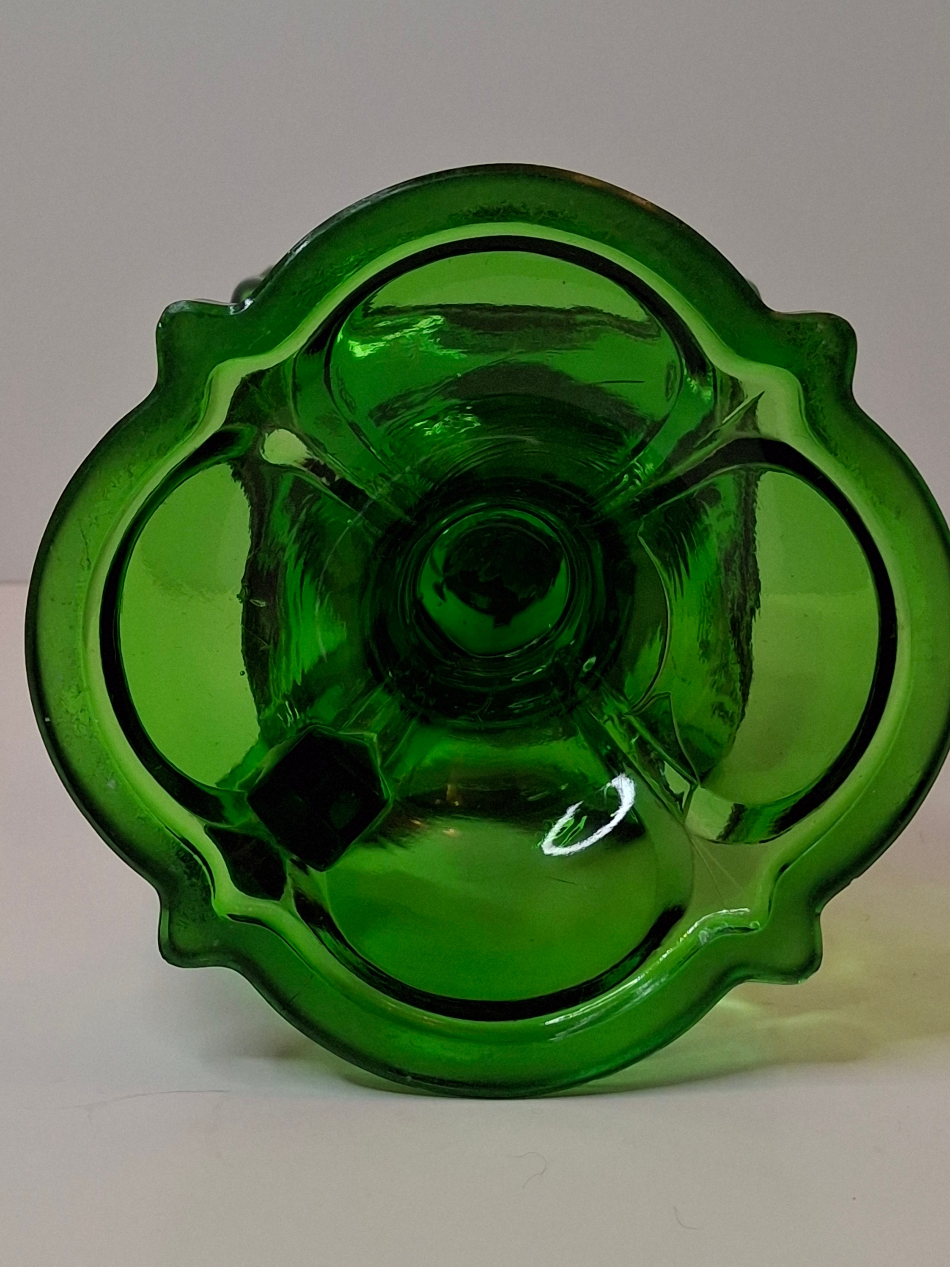 Antique Emerald Green Glass Kerosene Finger Lamp 4-Panel Portrait Native American Pilgrim White Flame Burner
