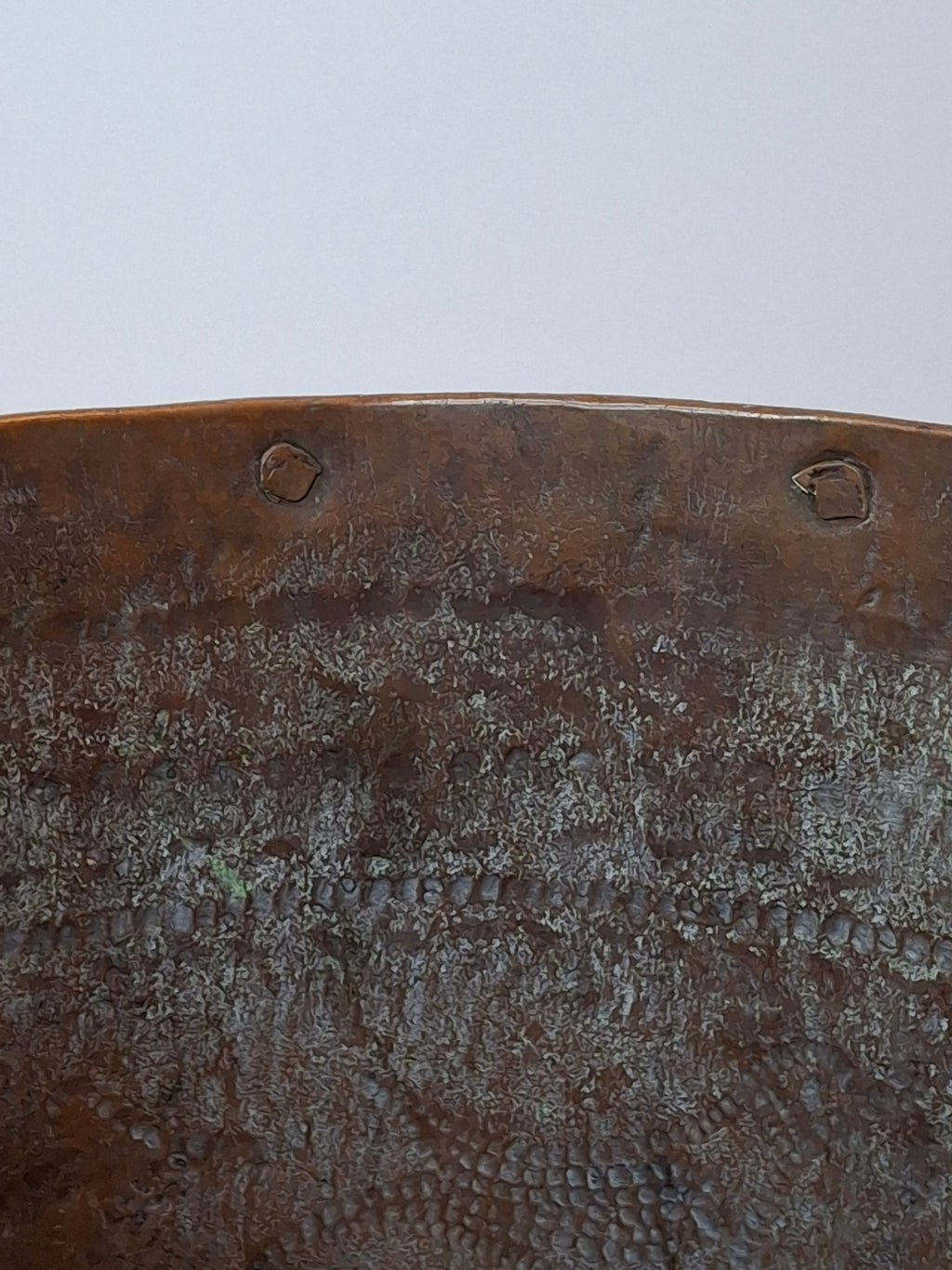 Antique 19th C Qajar Huge Copper Water Vessel Hand Hammered Repoussé Basin 11"