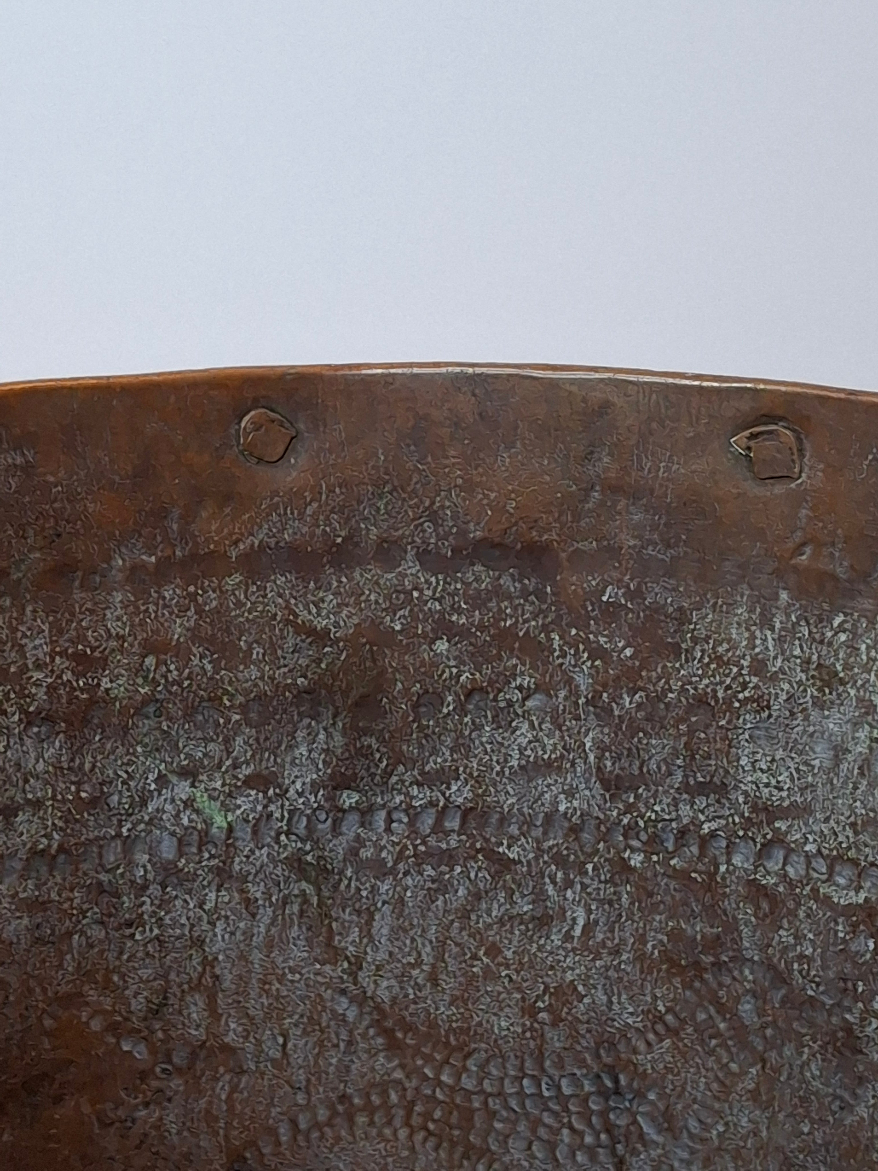 Antique 19th C Qajar Huge Copper Water Vessel Hand Hammered Repoussé Basin 11"