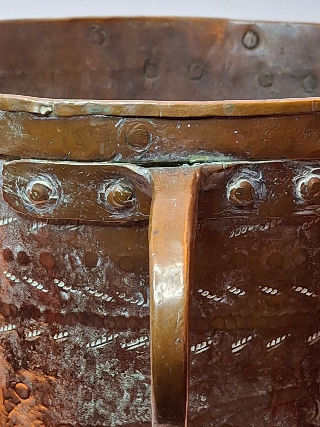 Antique 19th C Qajar Huge Copper Water Vessel Hand Hammered Repoussé Basin 11"