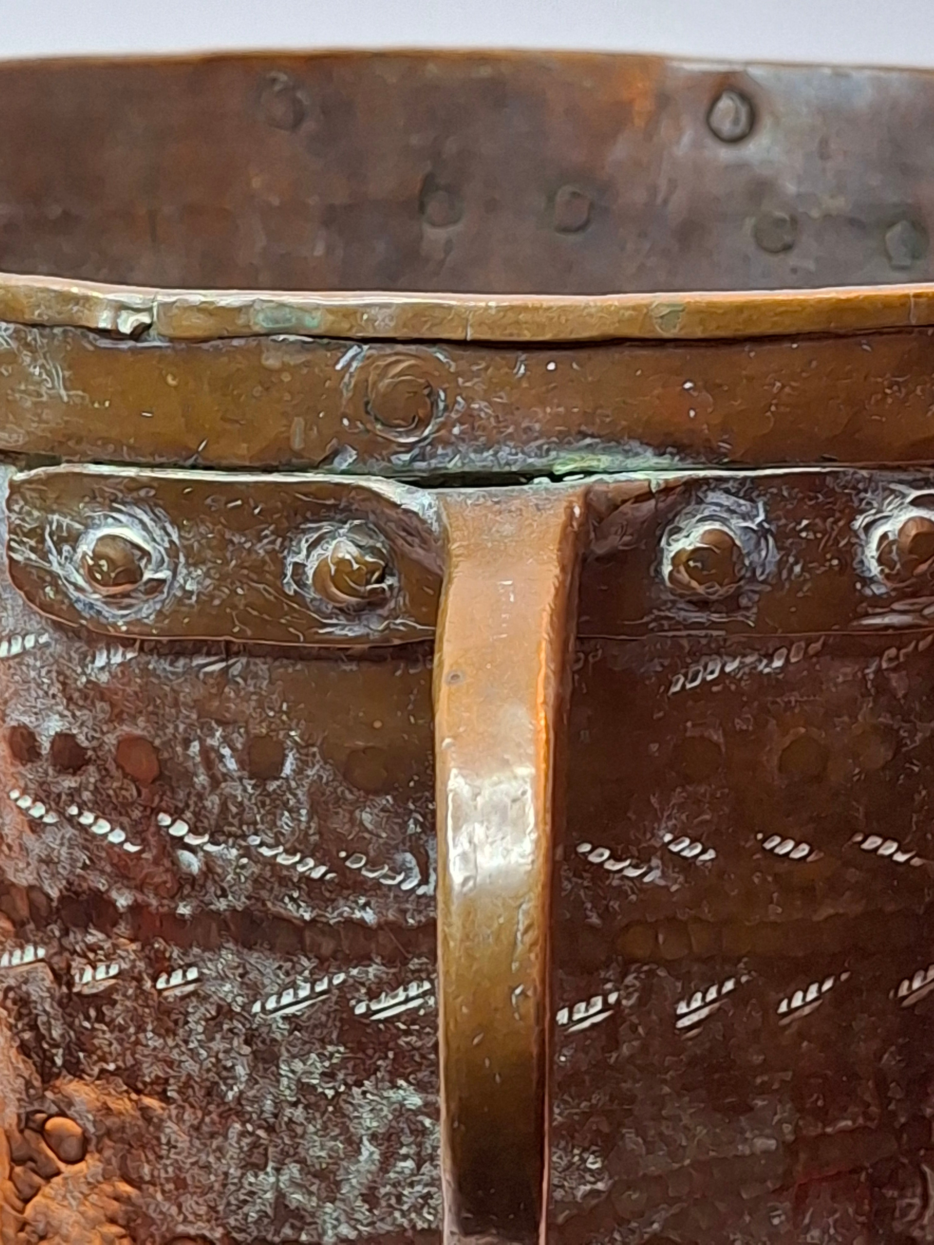 Antique 19th C Qajar Huge Copper Water Vessel Hand Hammered Repoussé Basin 11"