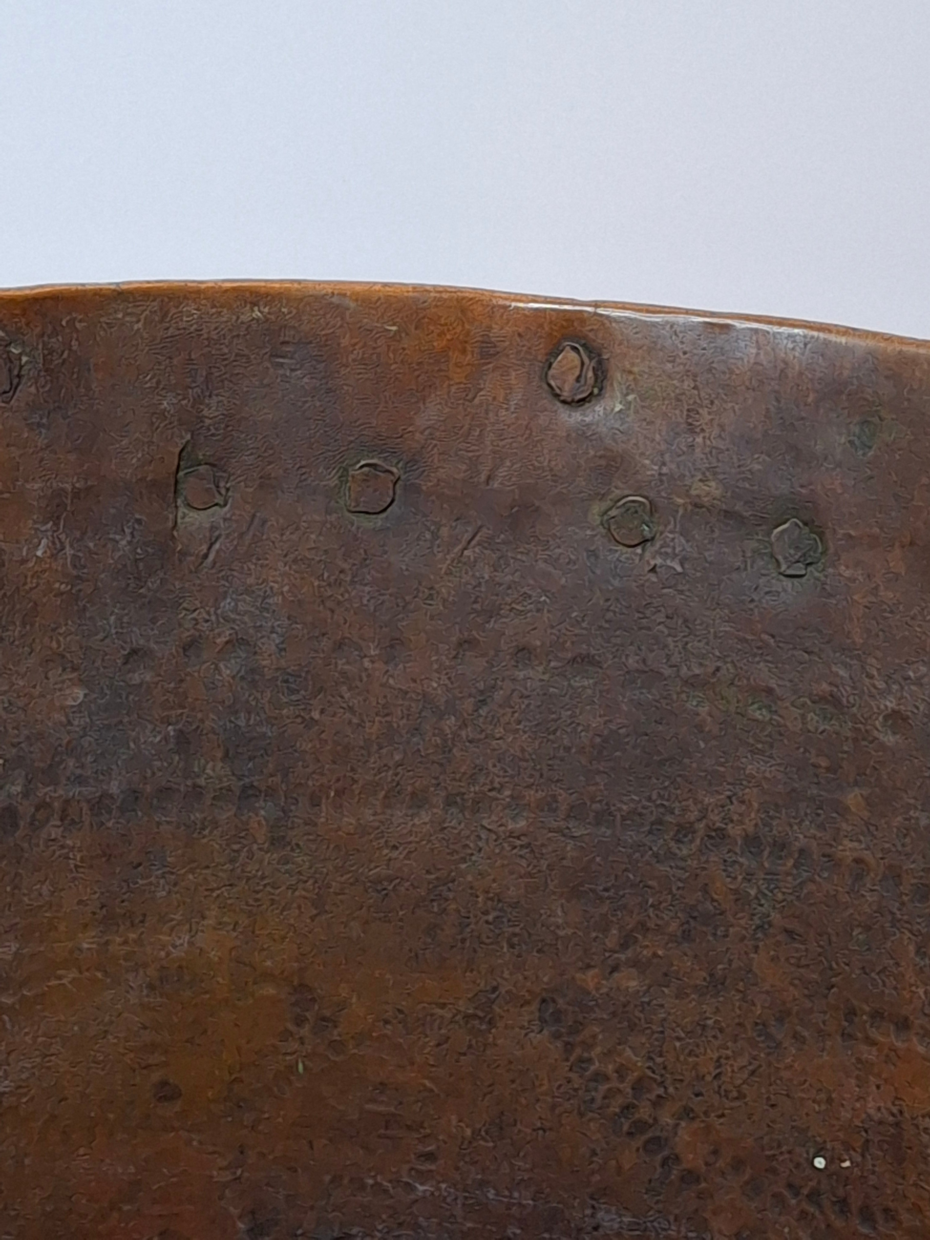 Antique 19th C Qajar Huge Copper Water Vessel Hand Hammered Repoussé Basin 11"