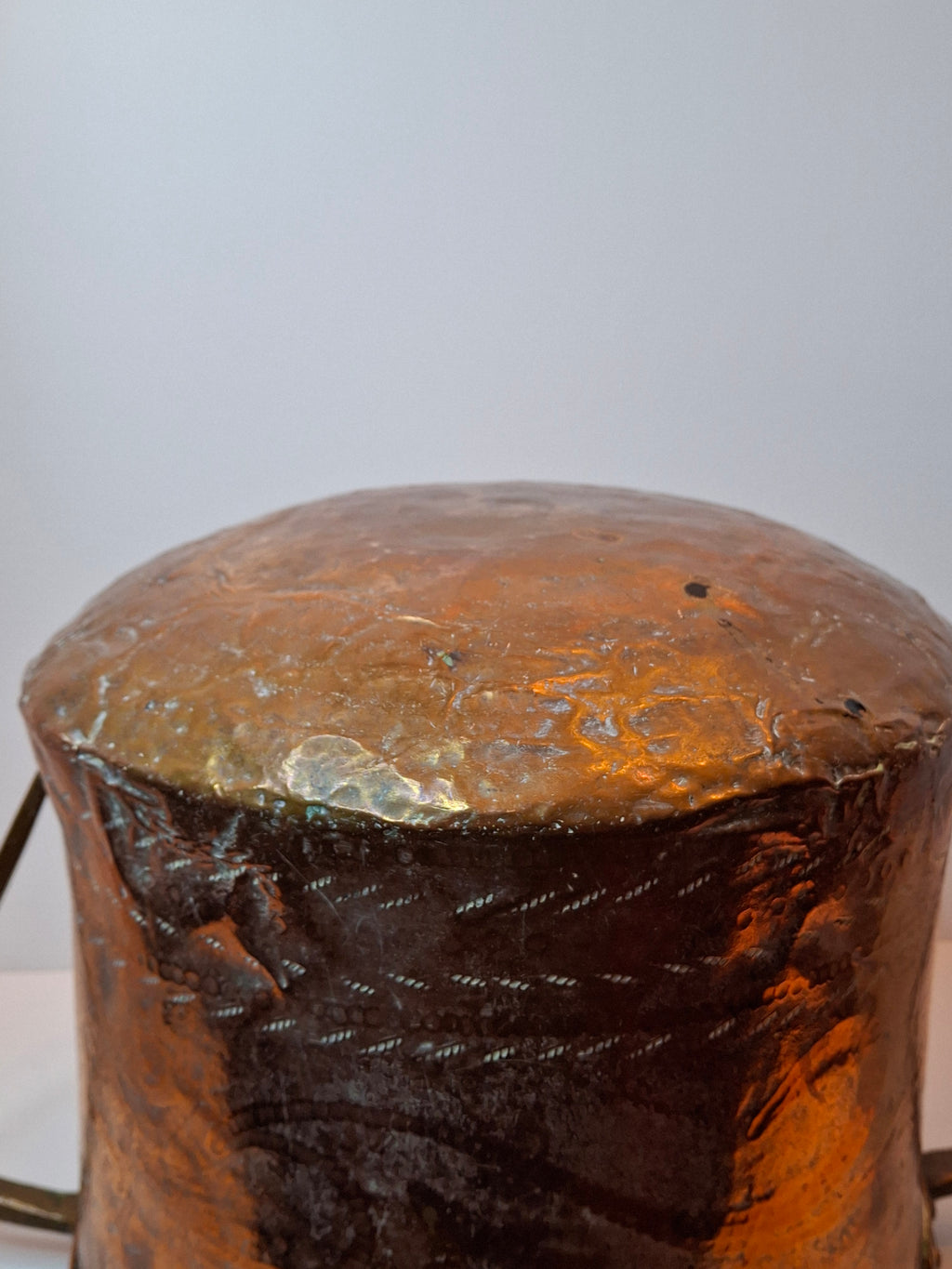Antique 19th C Qajar Huge Copper Water Vessel Hand Hammered Repoussé Basin 11"