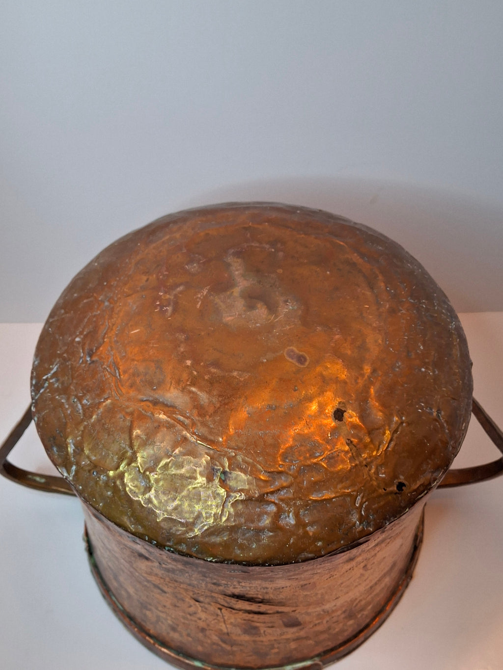 Antique 19th C Qajar Huge Copper Water Vessel Hand Hammered Repoussé Basin 11"