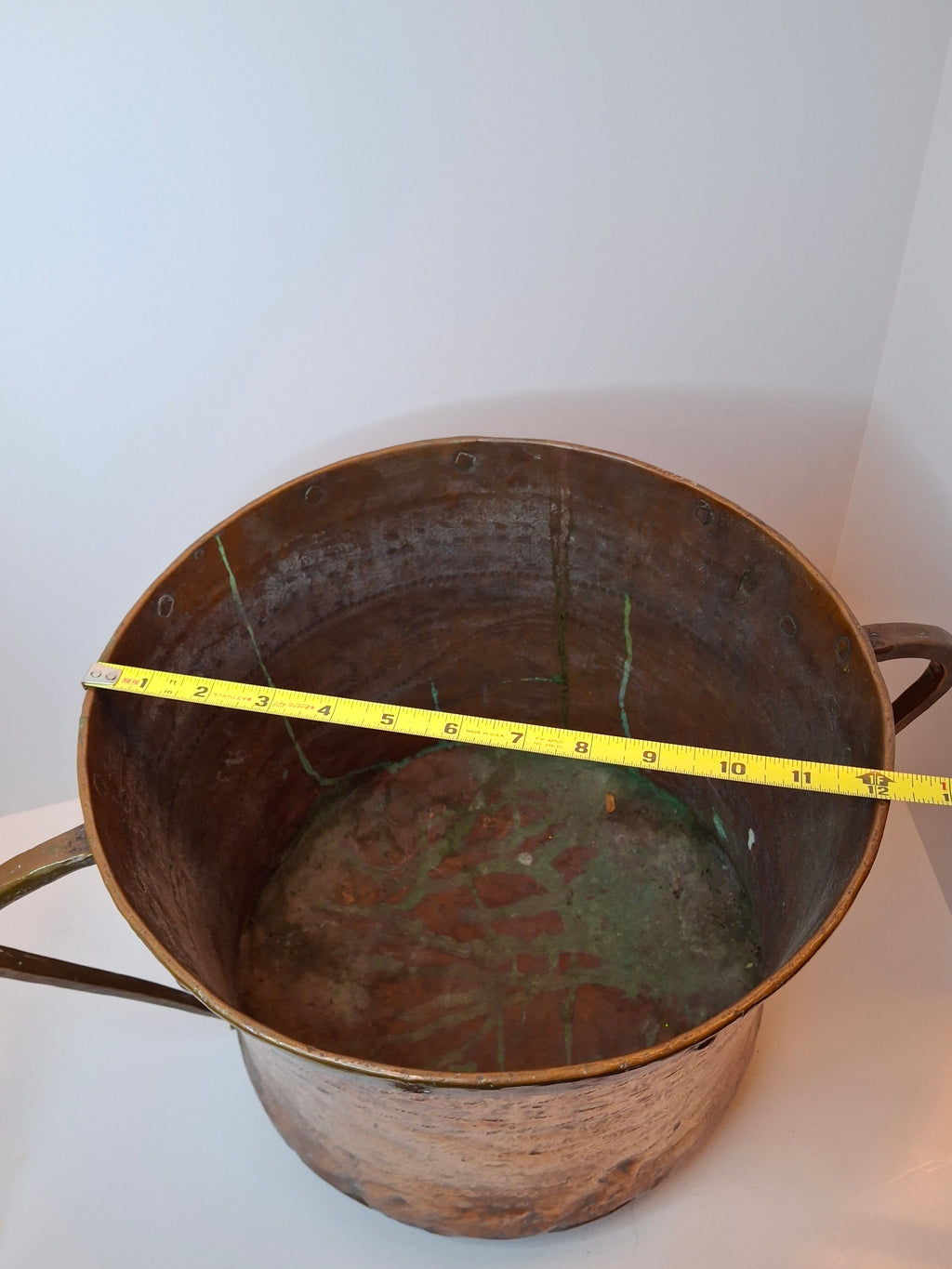 Antique 19th C Qajar Huge Copper Water Vessel Hand Hammered Repoussé Basin 11"