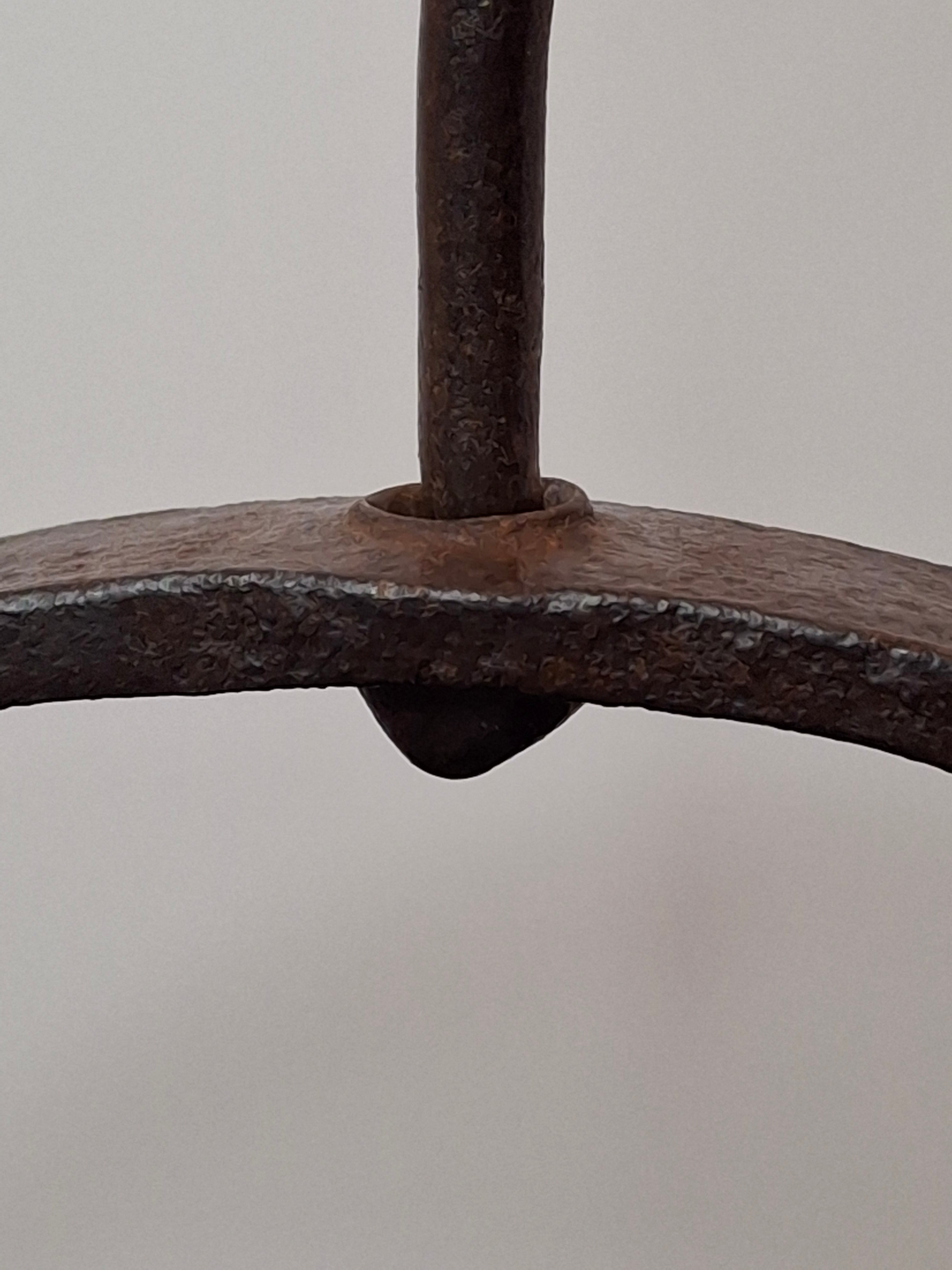 Antique 19th C Hand Forged Wrought Iron Well Bucket Riveted Strap Construction Hearth
