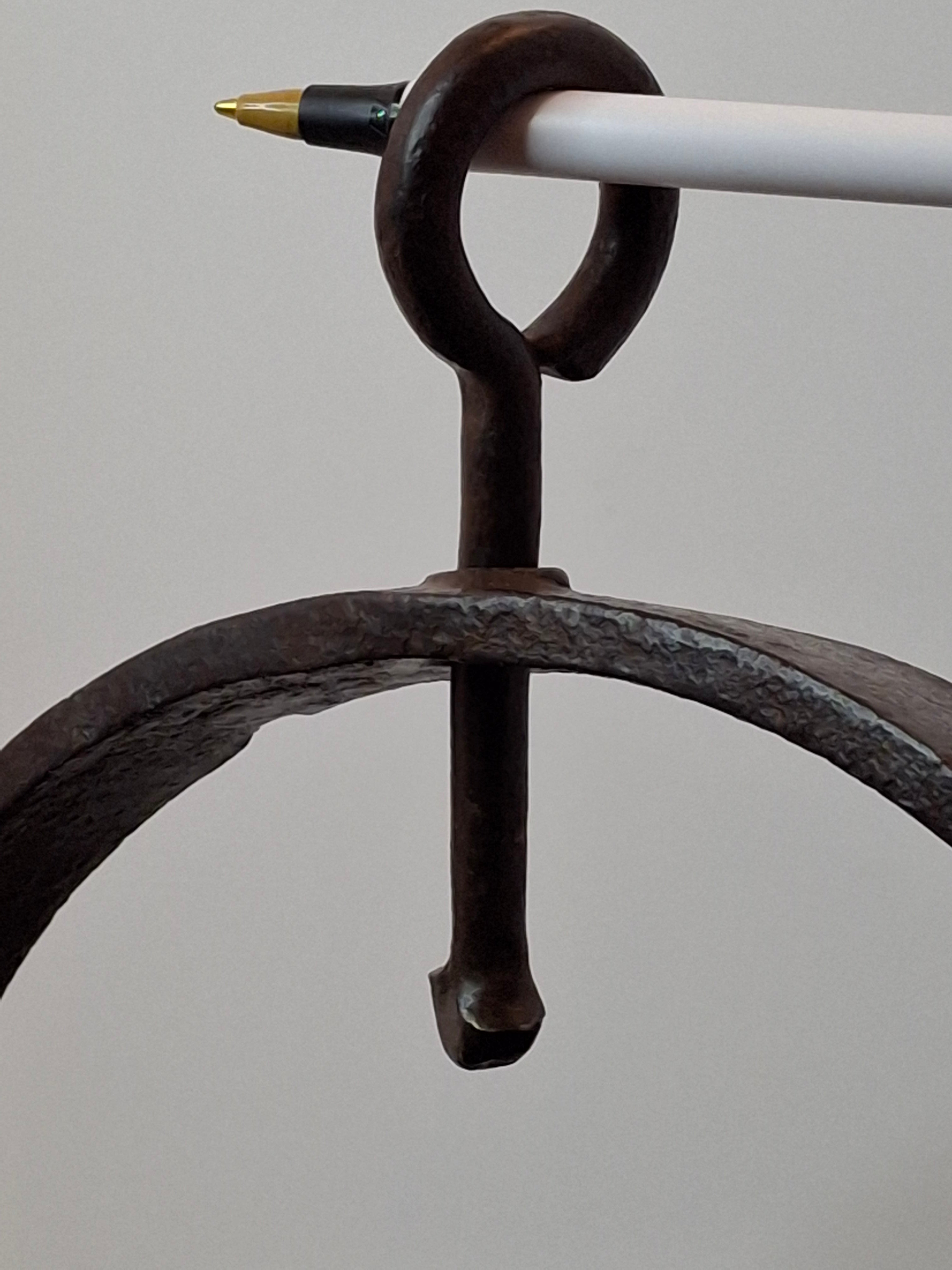 Antique 19th C Hand Forged Wrought Iron Well Bucket Riveted Strap Construction Hearth