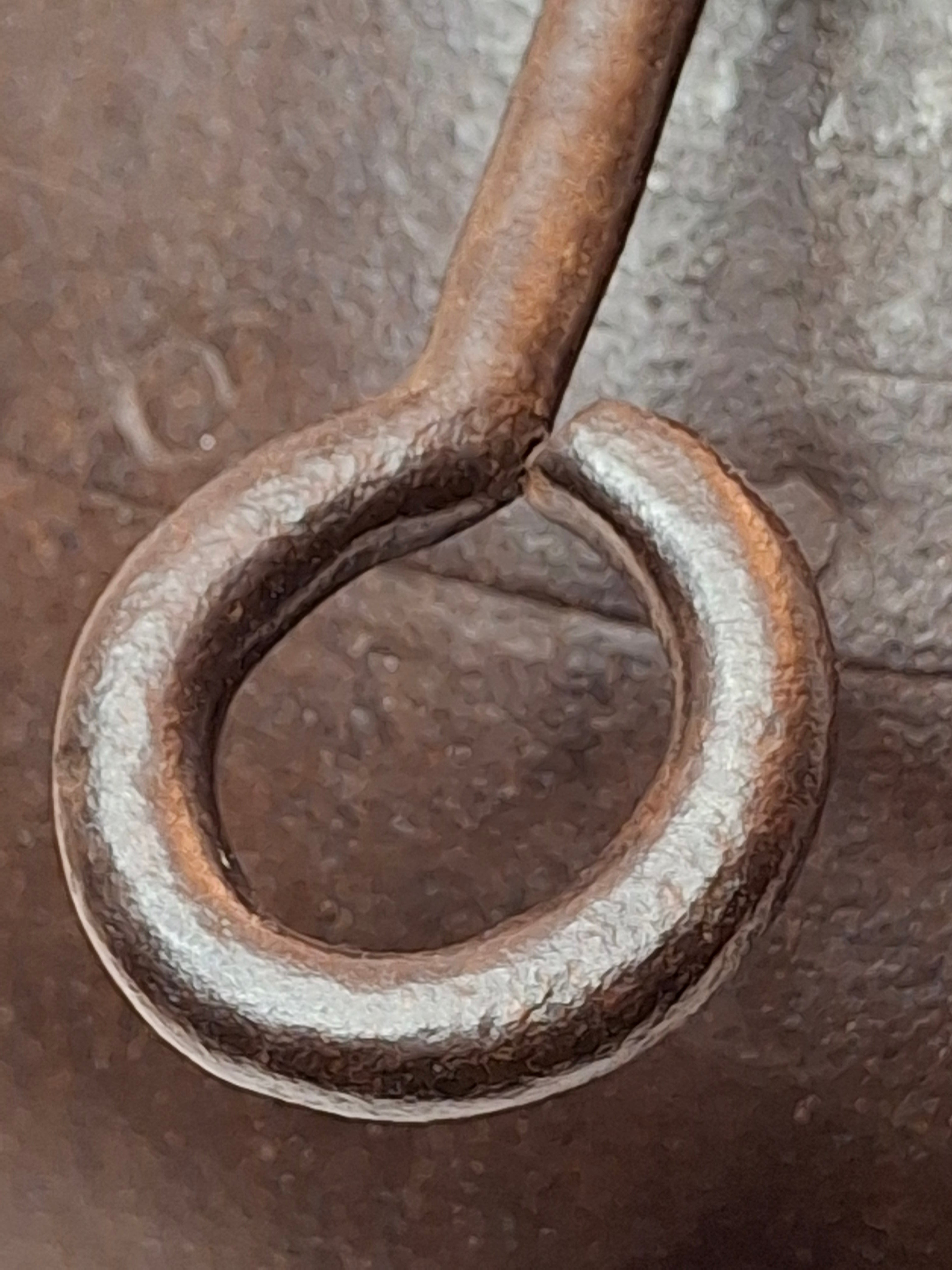 Antique 19th C Hand Forged Wrought Iron Well Bucket Riveted Strap Construction Hearth