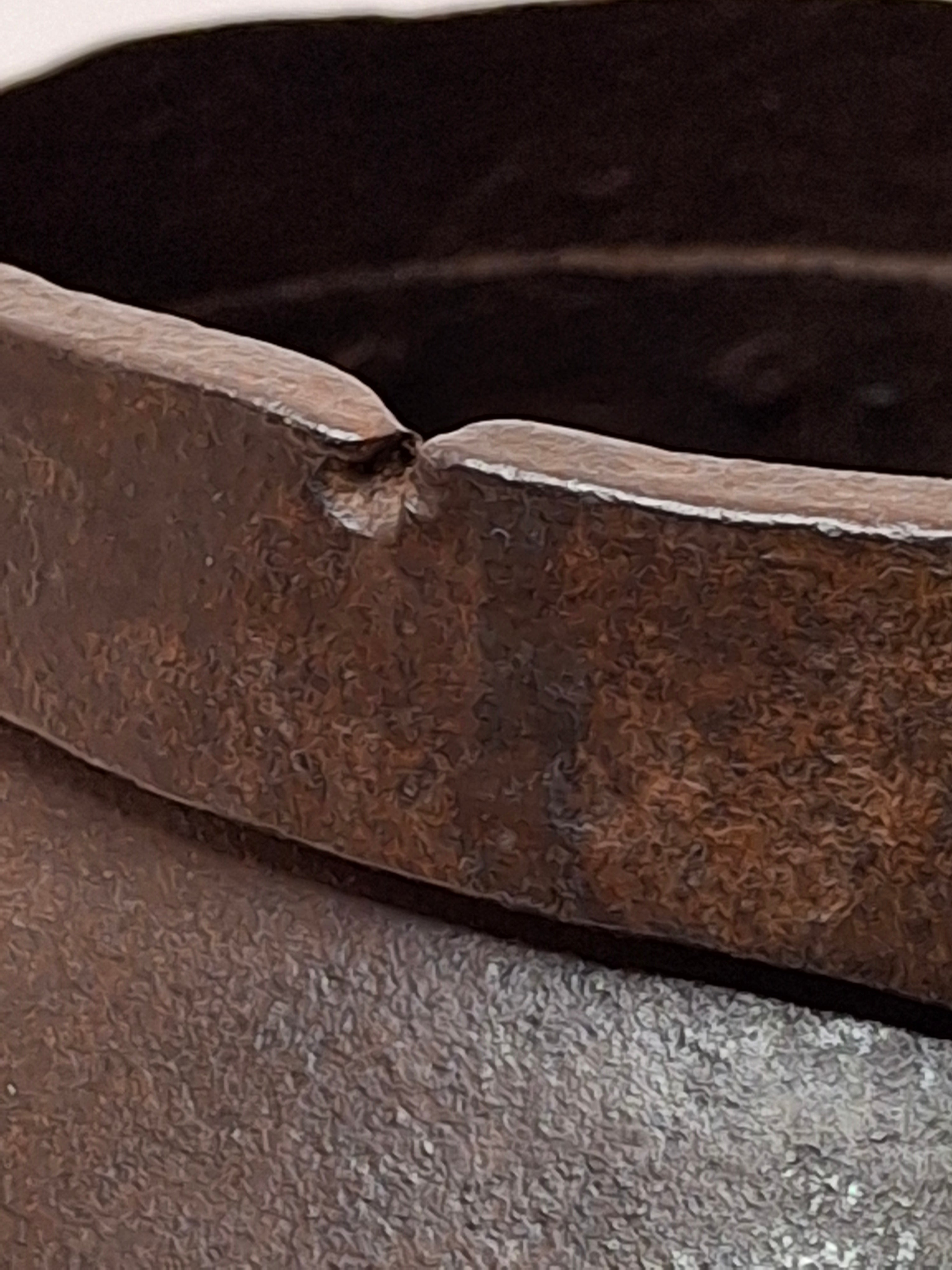 Antique 19th C Hand Forged Wrought Iron Well Bucket Riveted Strap Construction Hearth