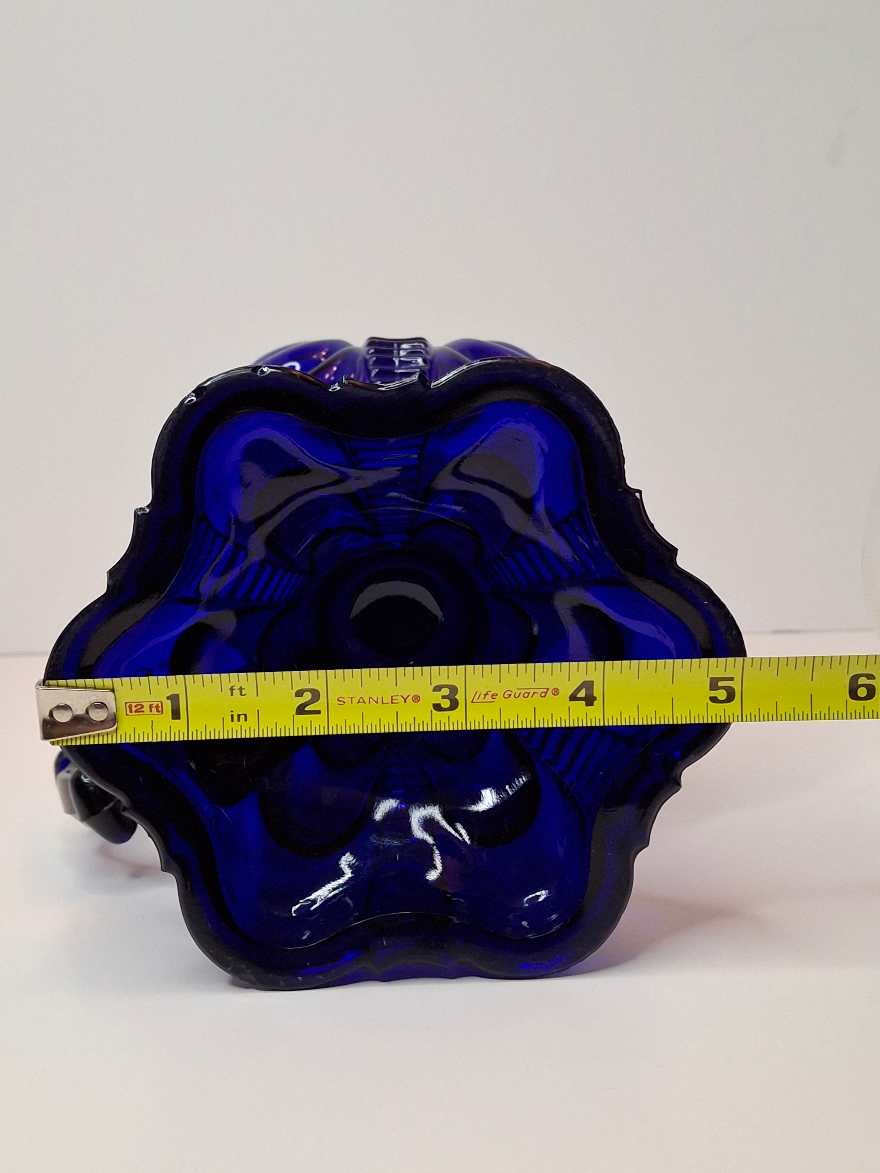 Antique Cobalt Blue EAPG Coolidge Drape Kerosene Oil Lamp P&A Risdon Burner 19thC
