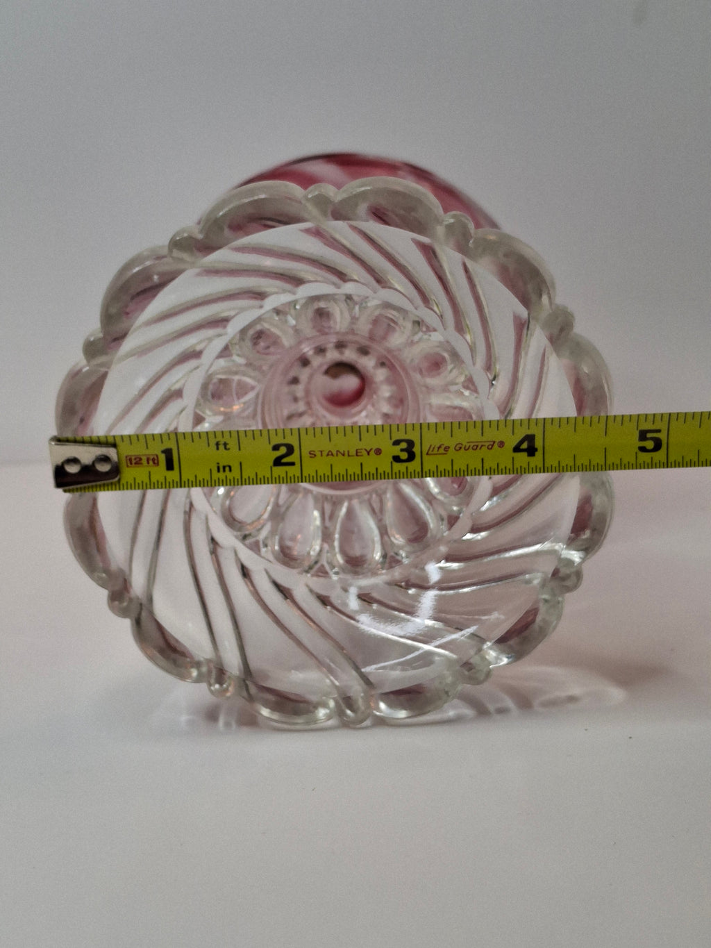 RARE Antique Cranberry Opalescent Swirl Kerosene Lamp Northwood Paneled Arches EAPG