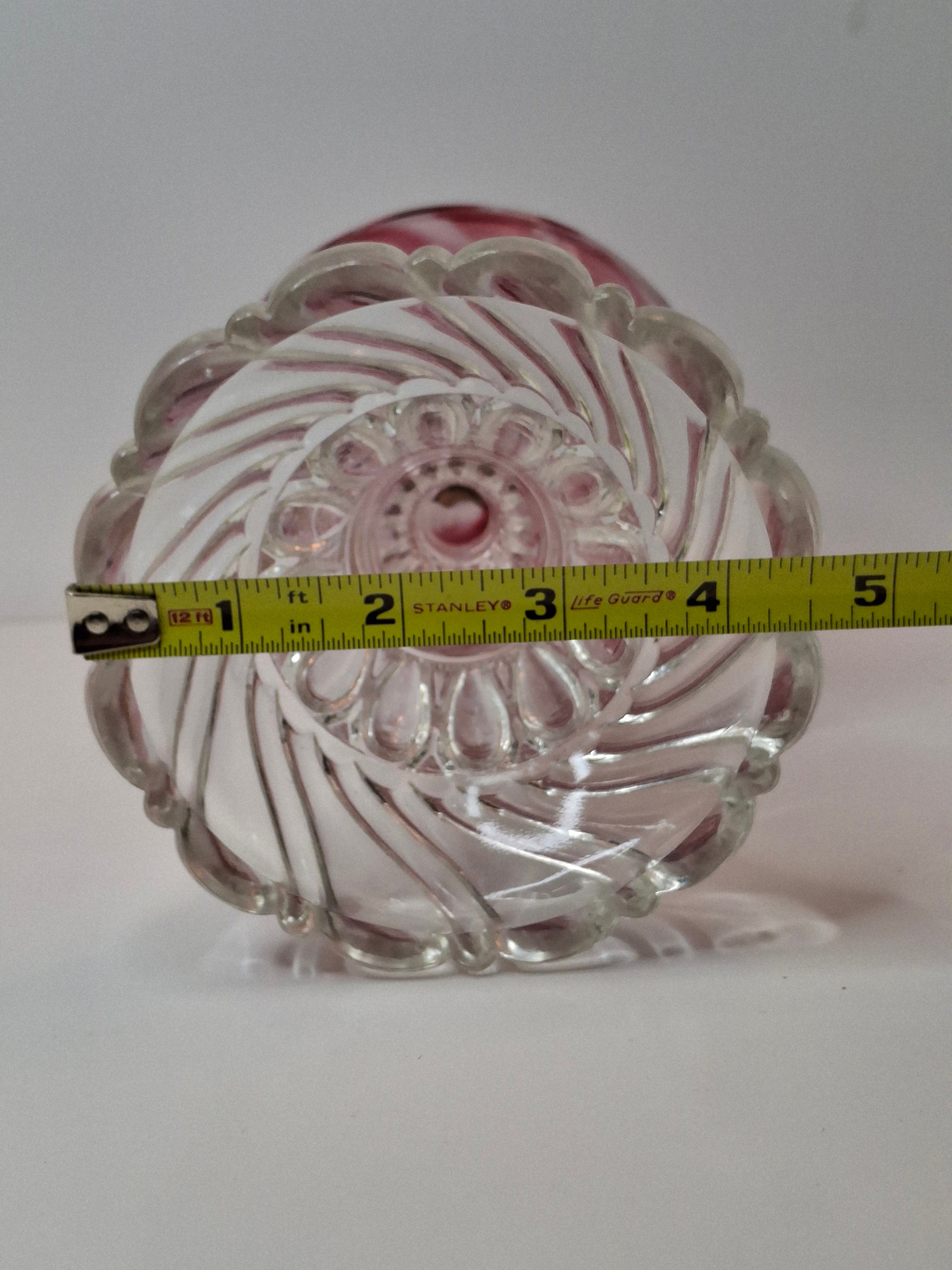 RARE Antique Cranberry Opalescent Swirl Kerosene Lamp Northwood Paneled Arches EAPG