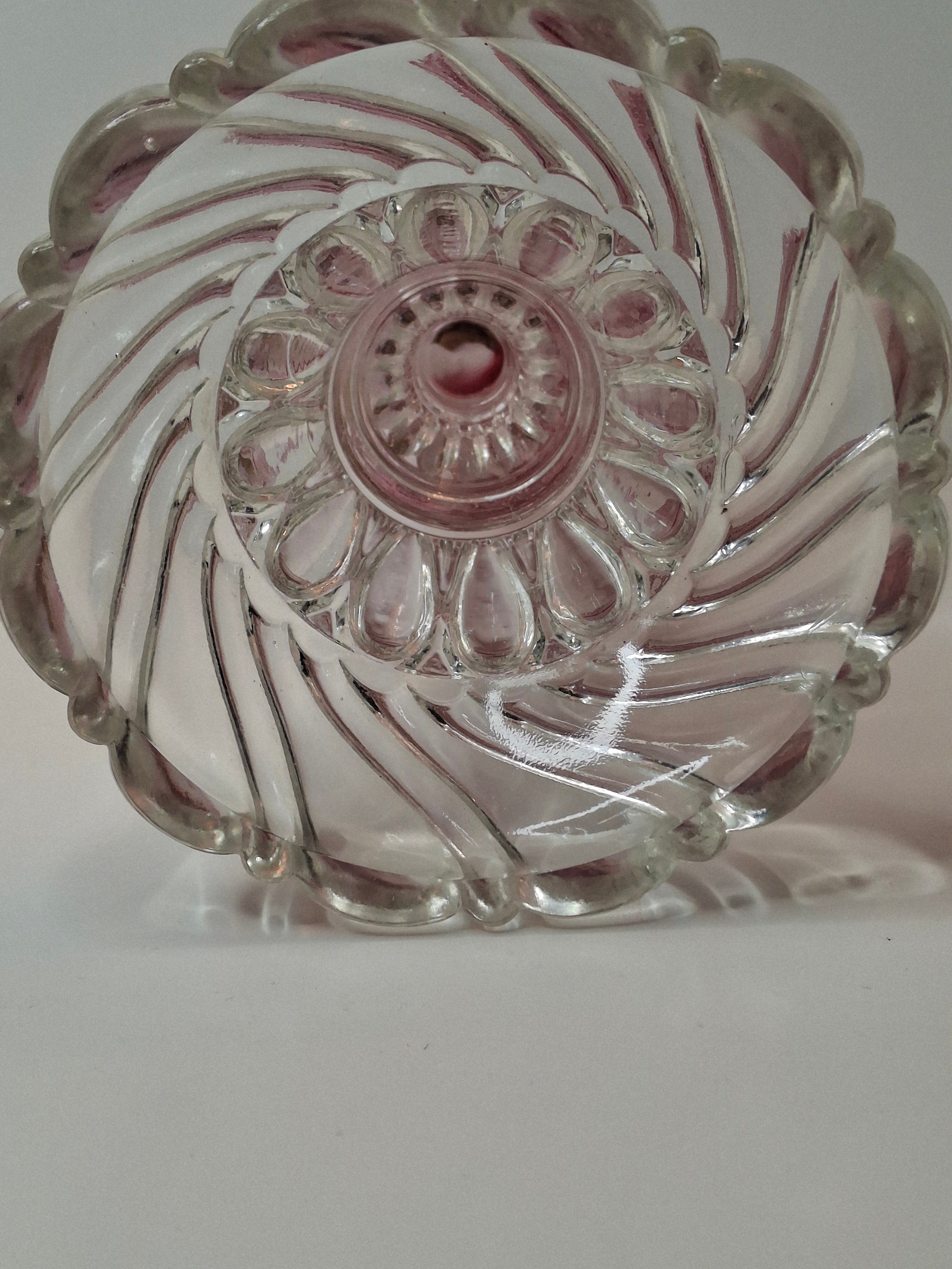RARE Antique Cranberry Opalescent Swirl Kerosene Lamp Northwood Paneled Arches EAPG