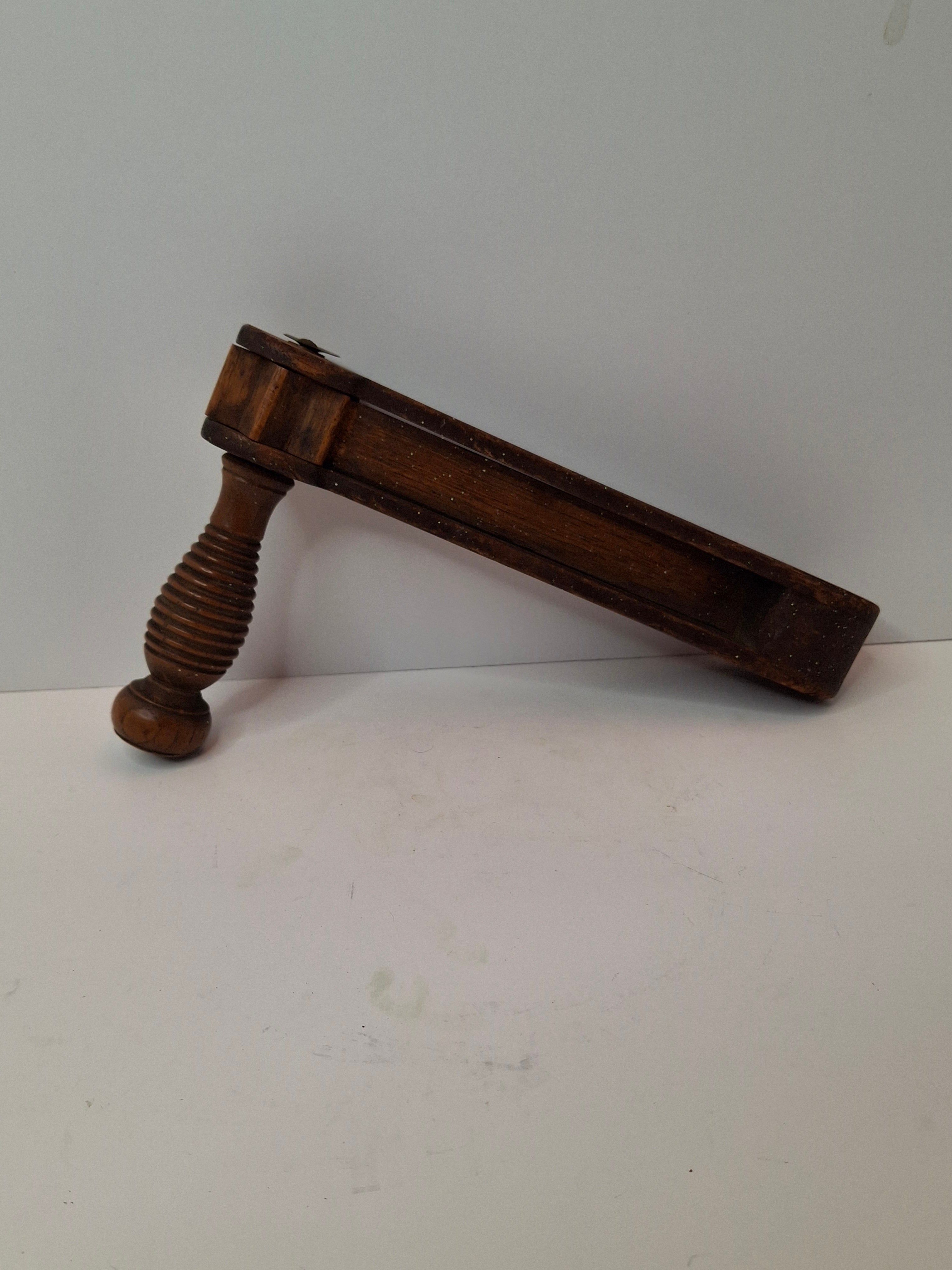 Antique 19th Century Wooden Grogger Noisemaker | Hand-Carved Purim Ratchet Rattle | Primitive Folk Art Judaica War Alarm