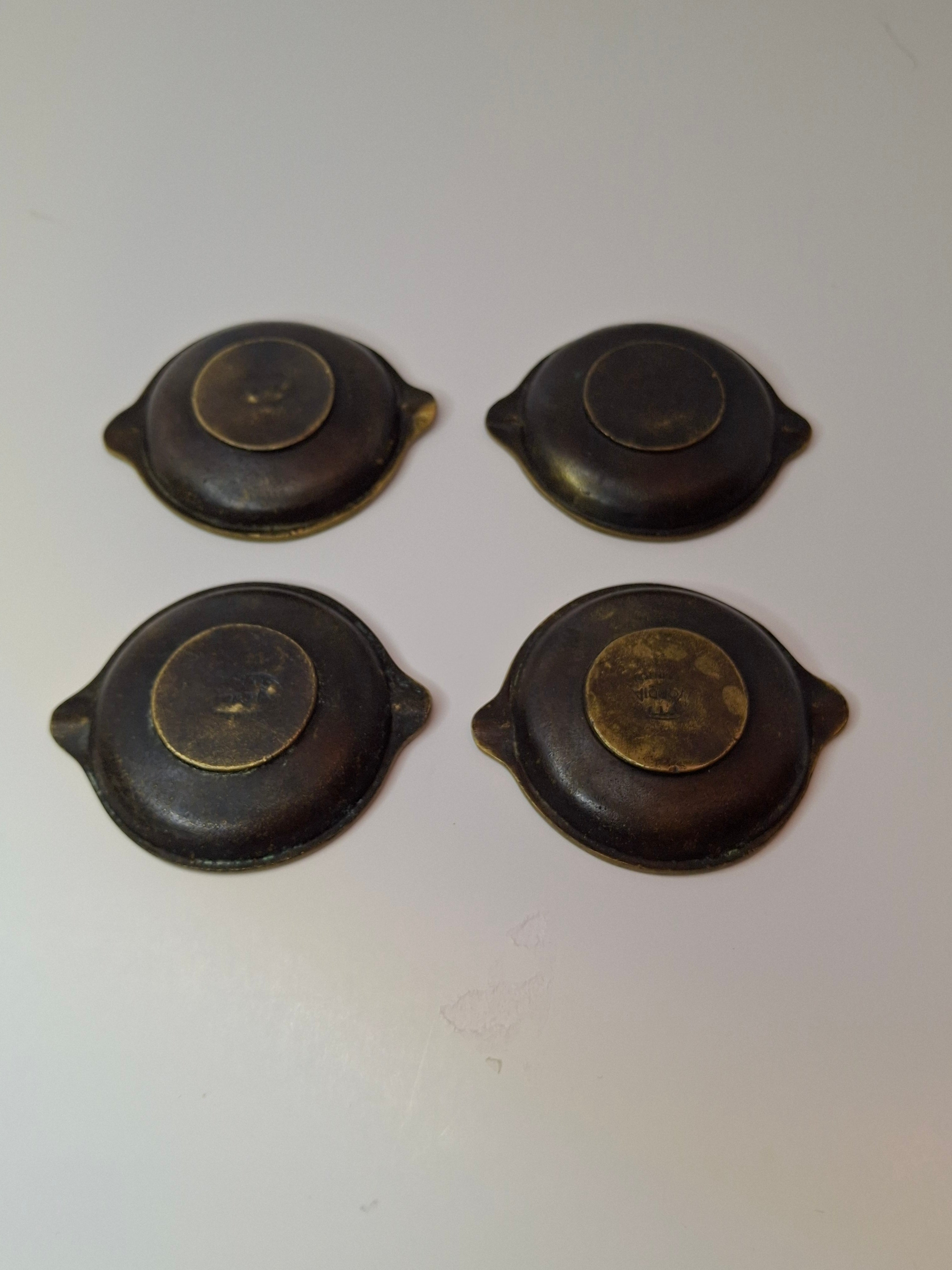 Set of 4 Vintage Nordia Israel Brass Ashtrays - MCM Judaica Trinket Dishes - 1950s/60s