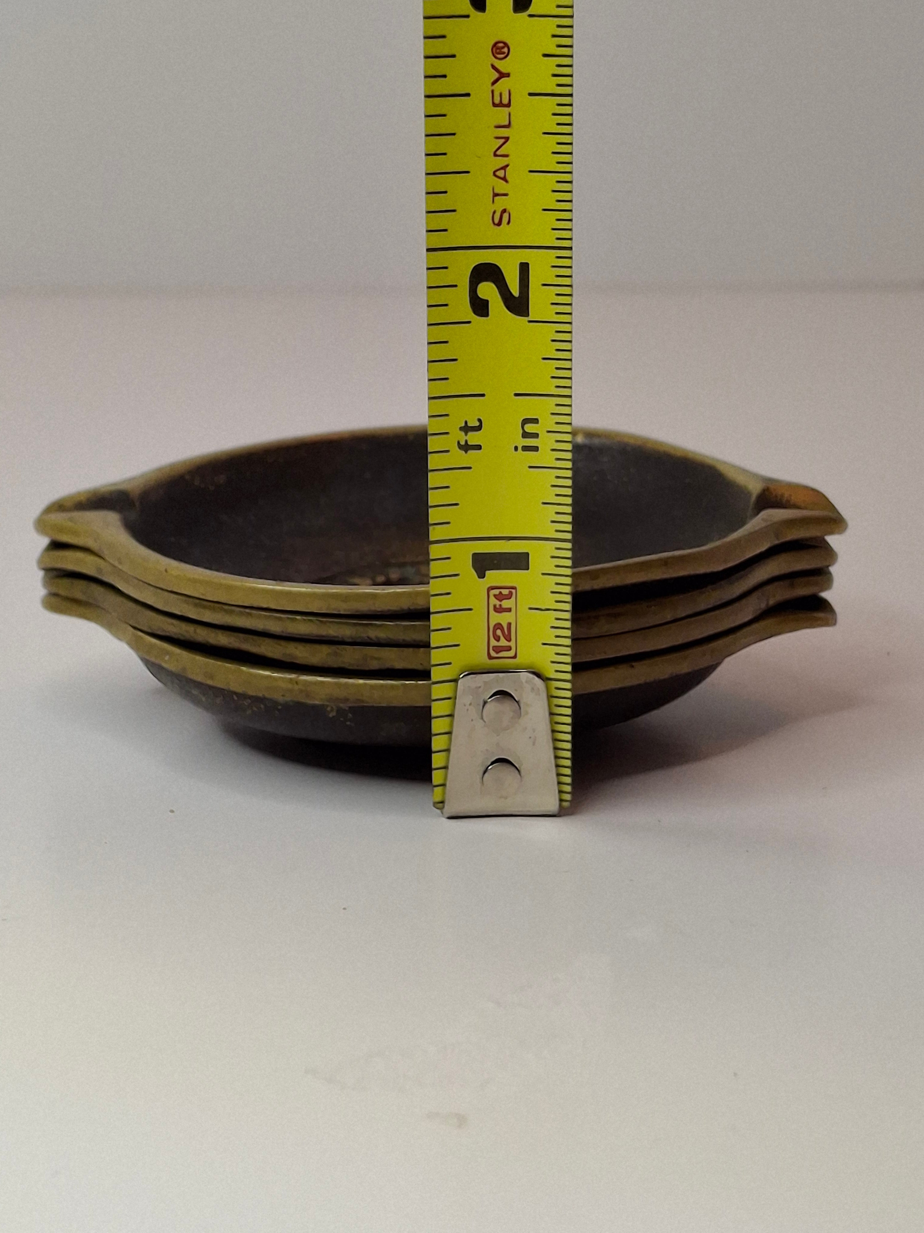 Set of 4 Vintage Nordia Israel Brass Ashtrays - MCM Judaica Trinket Dishes - 1950s/60s
