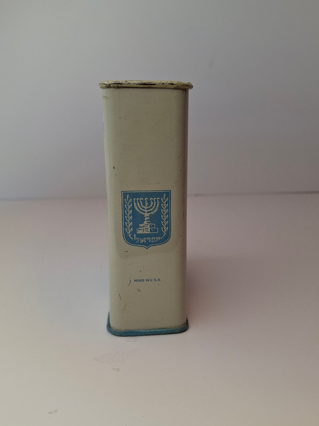 Vintage JNF Blue Box Charity Tin Israel Map Tzedakah Bank Mid-Century New York