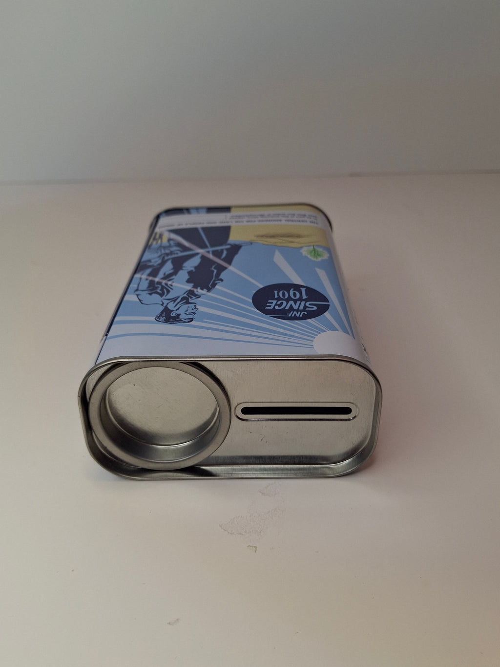 Modern JNF Blue Box Tzedakah Pushke - Jewish National Fund Israel Charity Tin - 1901 Heritage Design