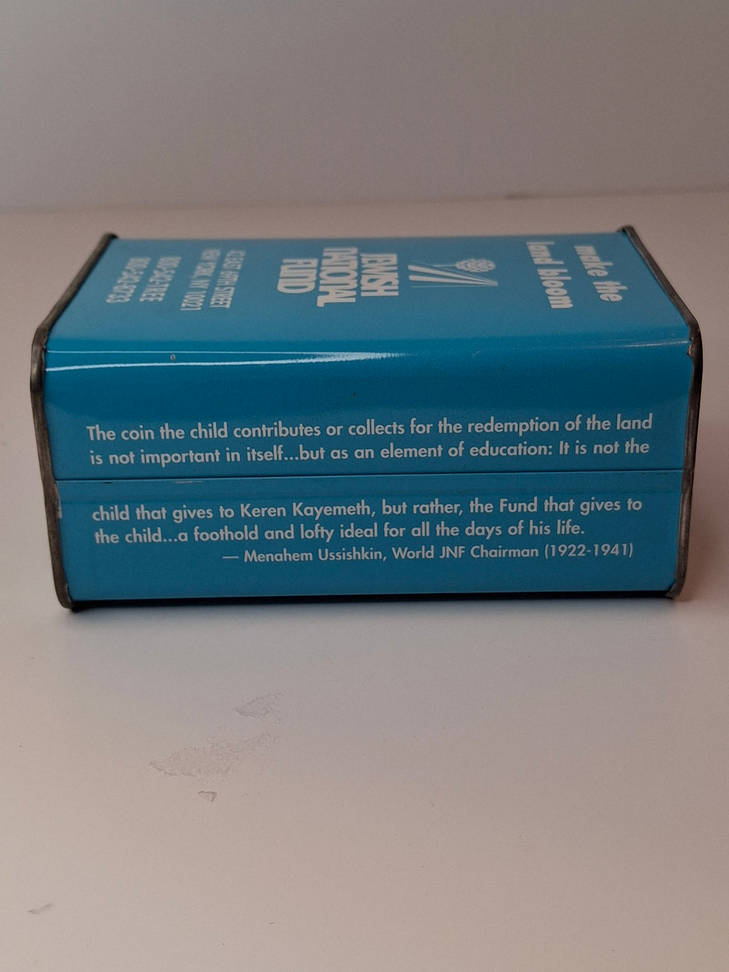 Vintage JNF Jewish National Fund Blue Box Pushka Coin Bank Tzedakah Tin Israel