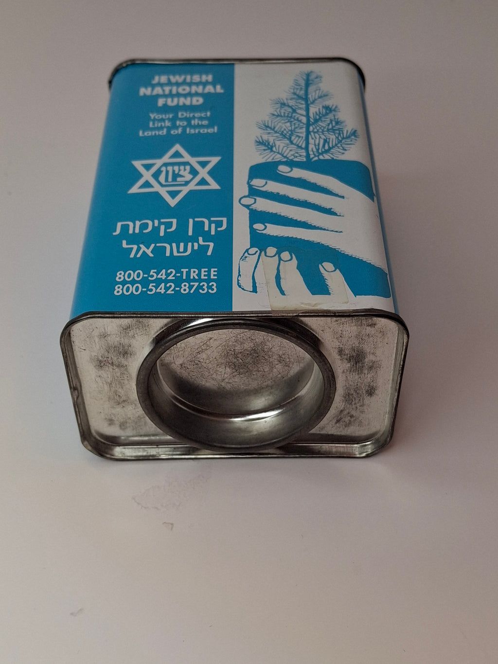 Vintage JNF Jewish National Fund Blue Box Pushka Coin Bank Tzedakah Tin Israel