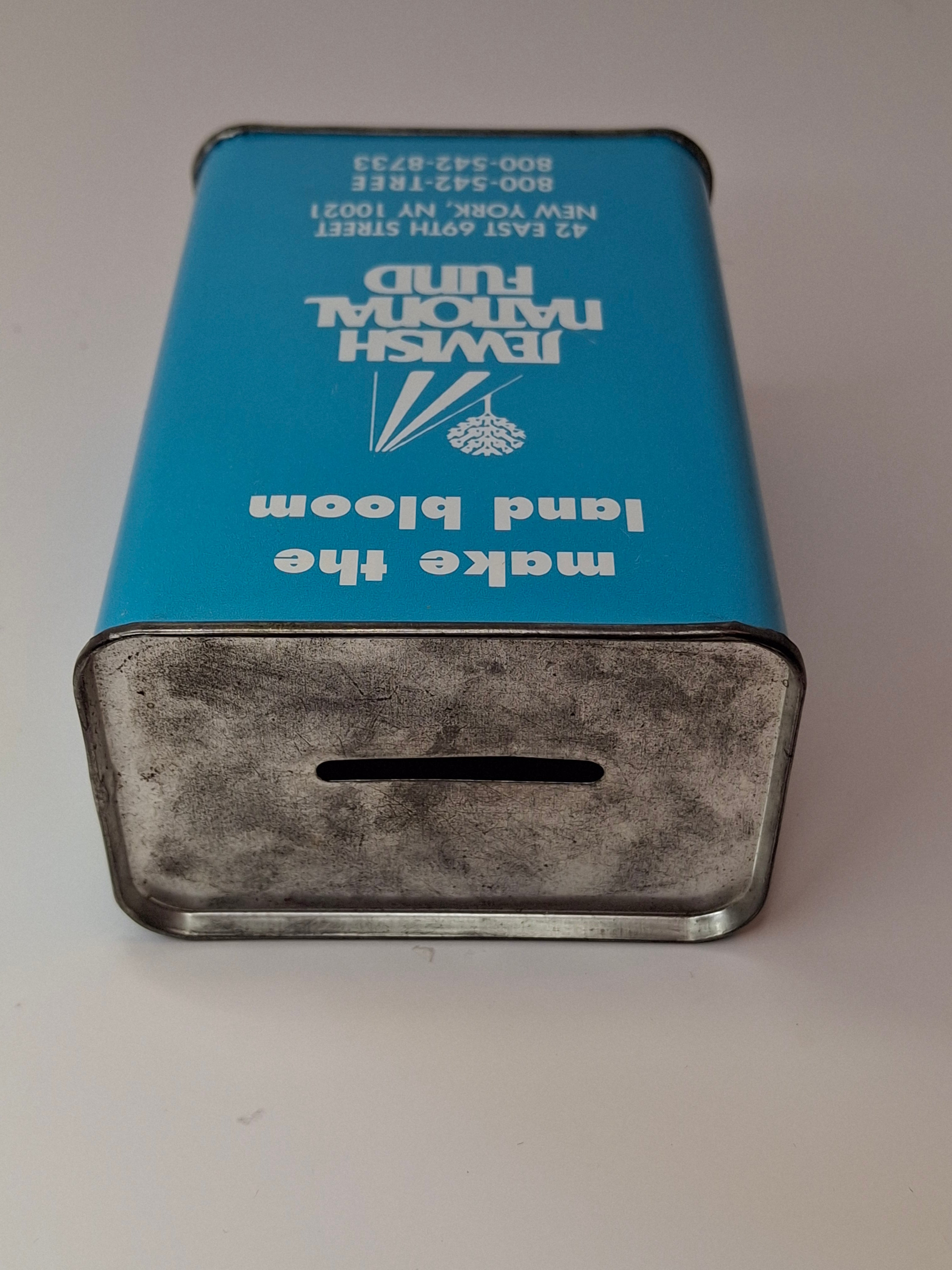 Vintage JNF Jewish National Fund Blue Box Pushka Coin Bank Tzedakah Tin Israel