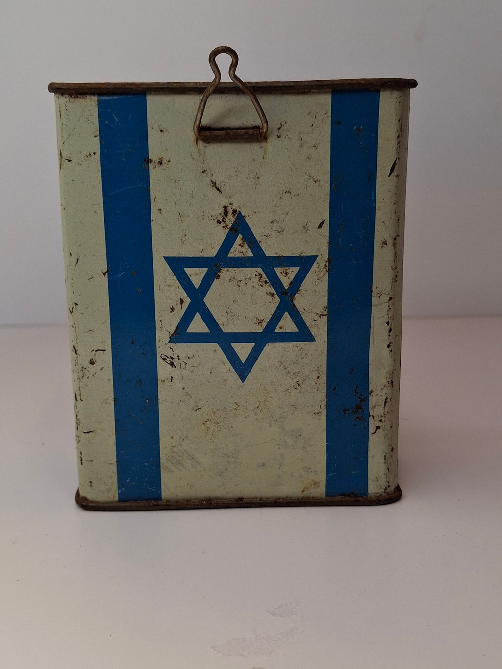 Vintage JNF KKL Tzedakah Box Litho Tin Israel Map Pushke - Levin-Epstein