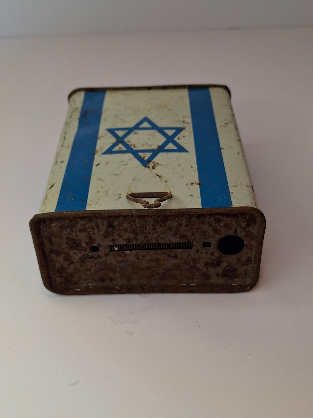 Vintage JNF KKL Tzedakah Box Litho Tin Israel Map Pushke - Levin-Epstein