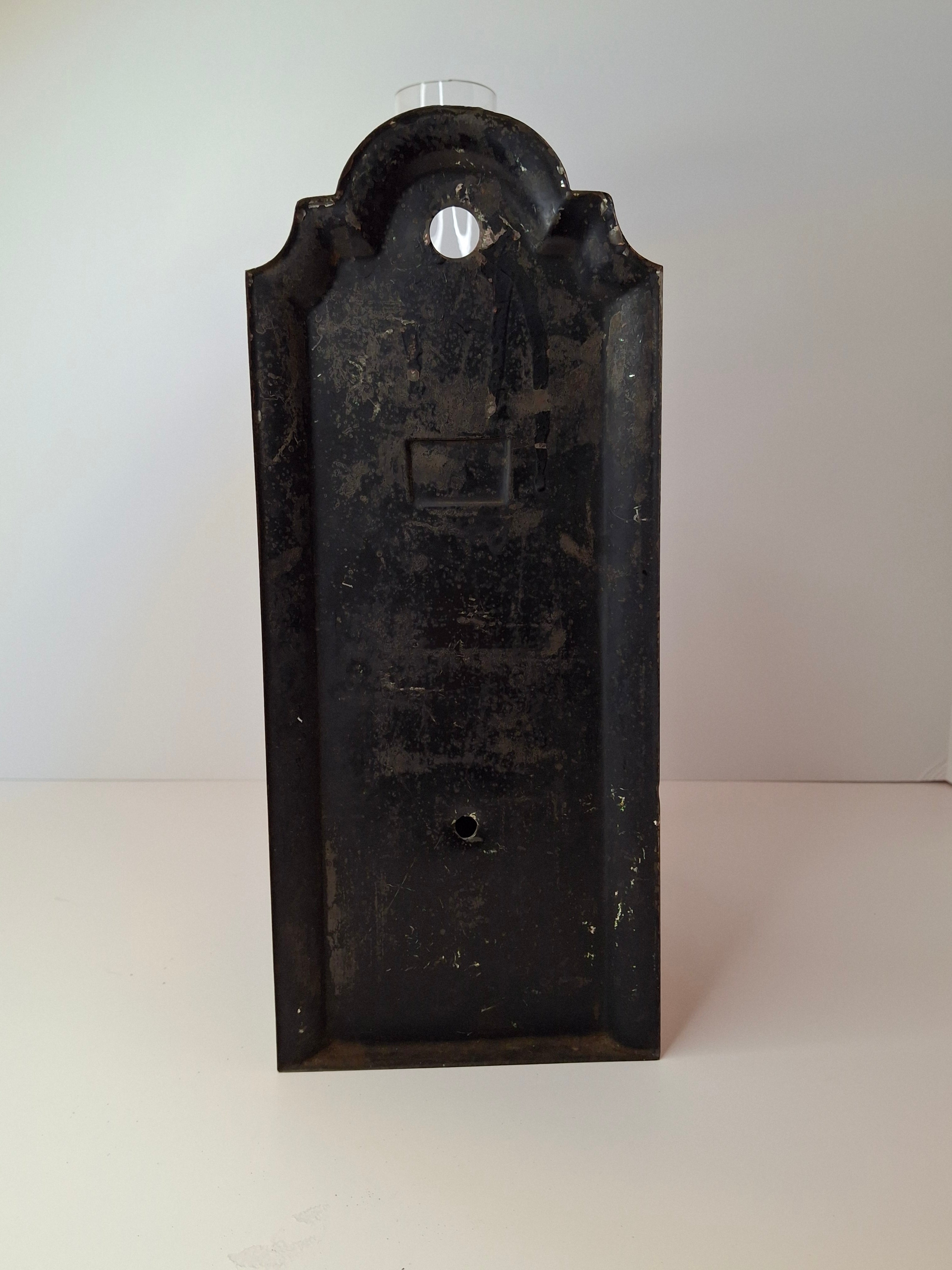 Antique Kosmos Brenner Wall Oil Lamp Mirror Reflector Beveled Glass Tin Coppered Finish 11"