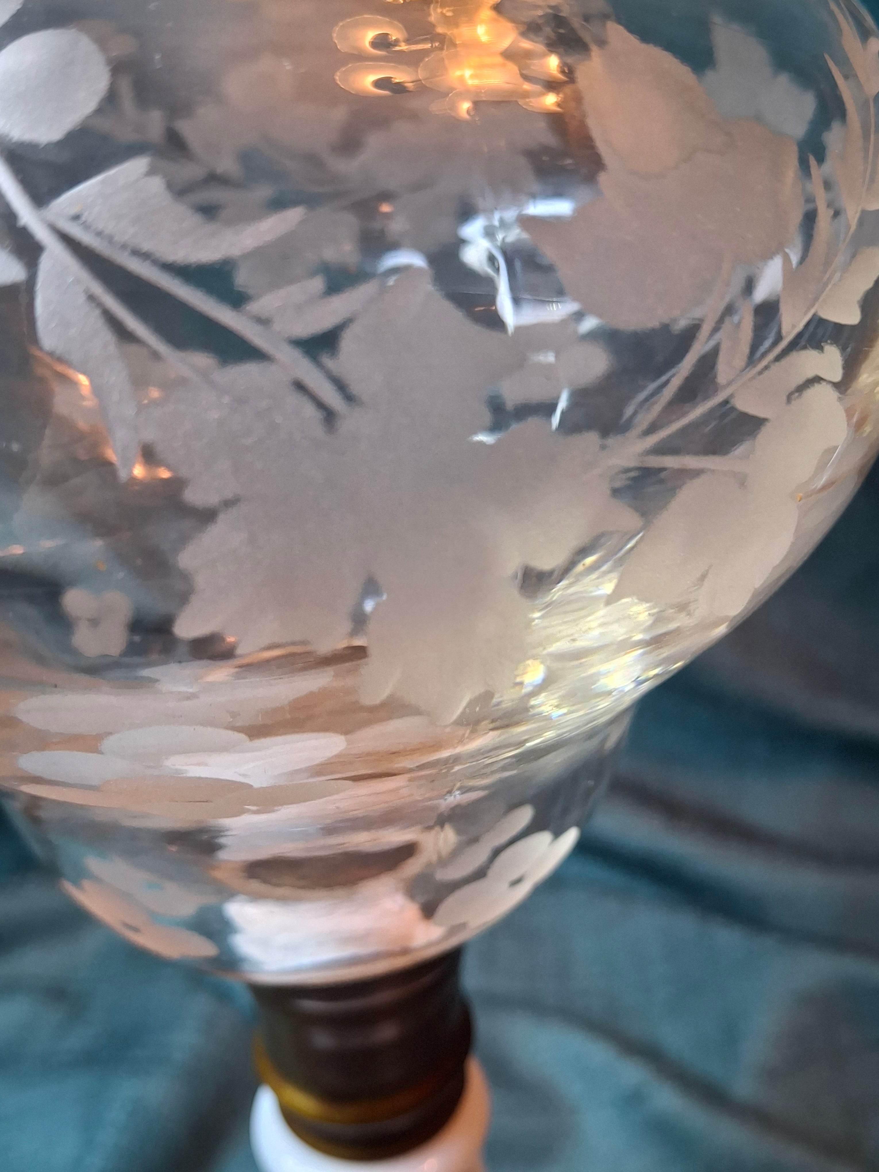 Antique 1877 Victorian Oil Lamp - Etched Floral Font & Wreath Chimney Milk Glass Base