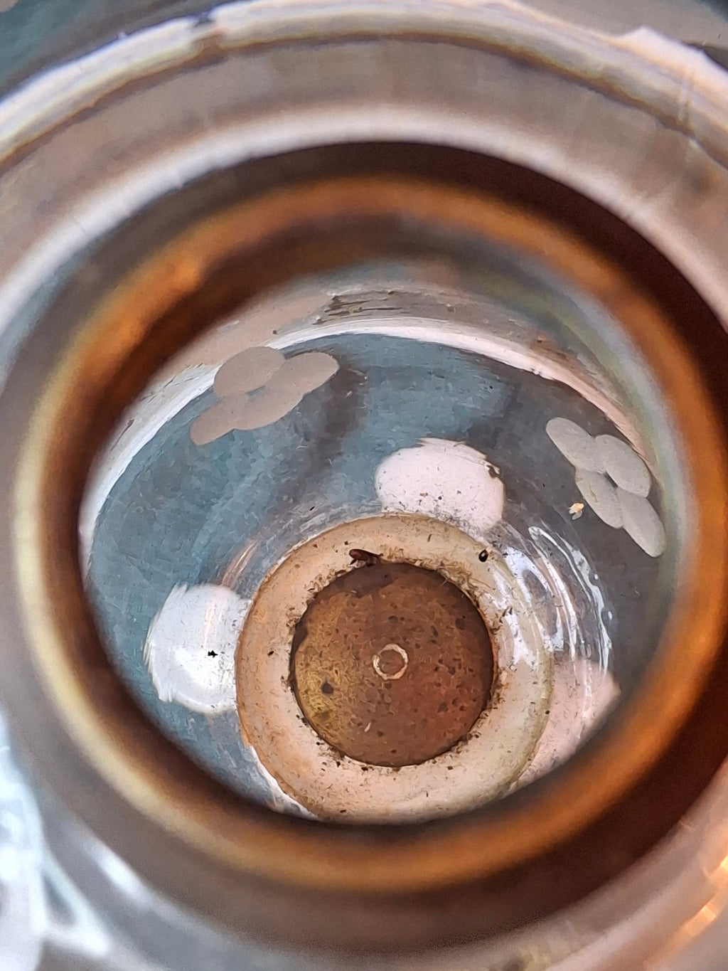 Antique 1877 Victorian Oil Lamp - Etched Floral Font & Wreath Chimney Milk Glass Base