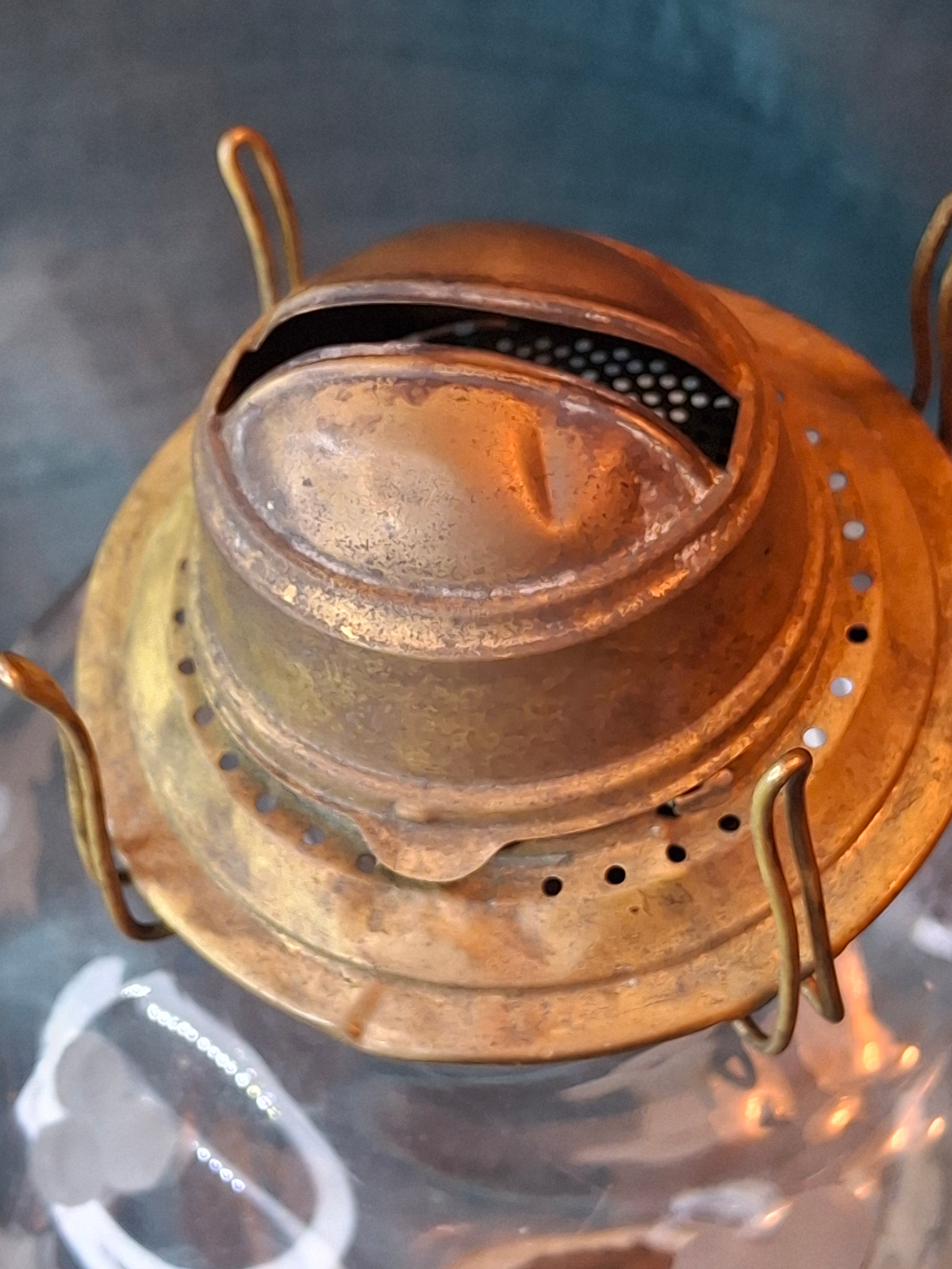 Antique 1877 Victorian Oil Lamp - Etched Floral Font & Wreath Chimney Milk Glass Base