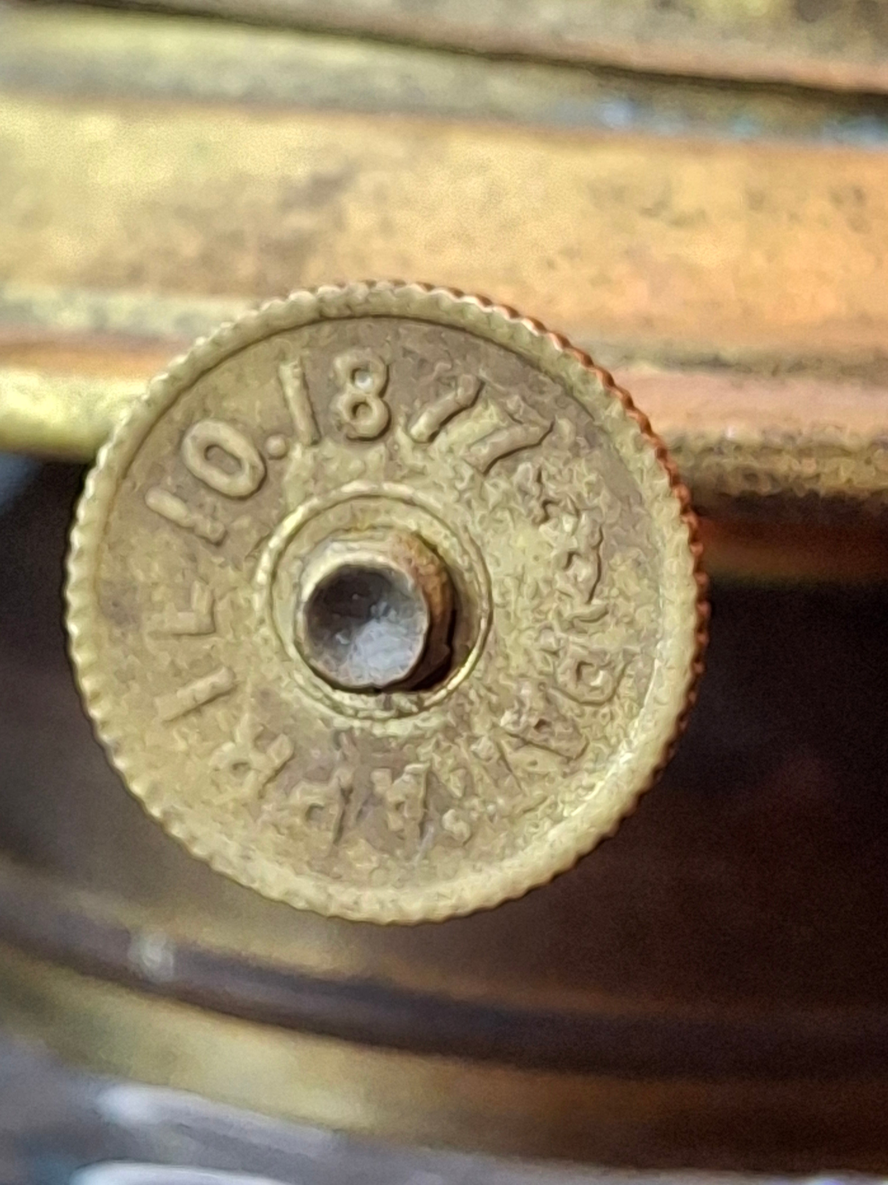 Antique 1877 Victorian Oil Lamp - Etched Floral Font & Wreath Chimney Milk Glass Base