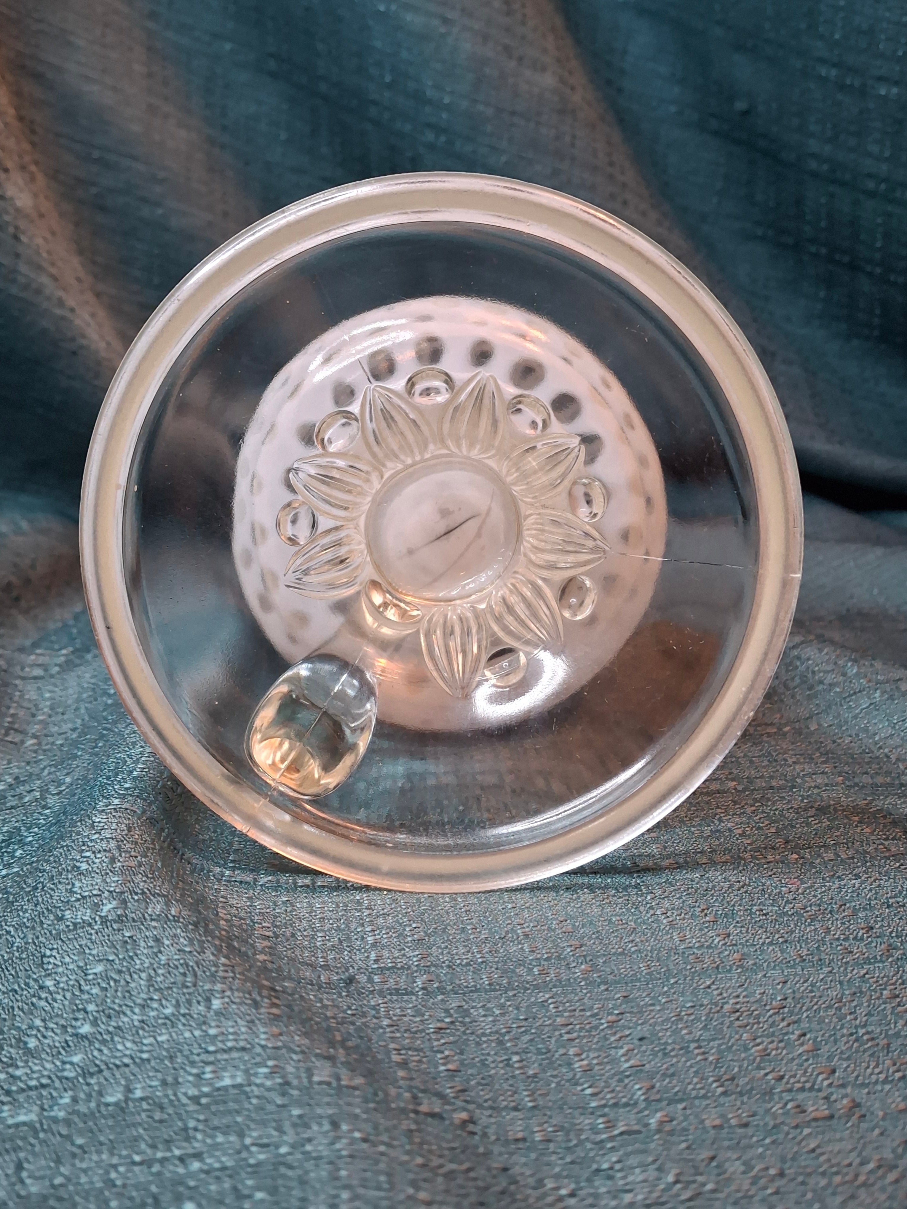 Antique Hobbs Opalescent Coin Dot & Leaf and Jewel Finger Lamp - White to Clear - c.1890