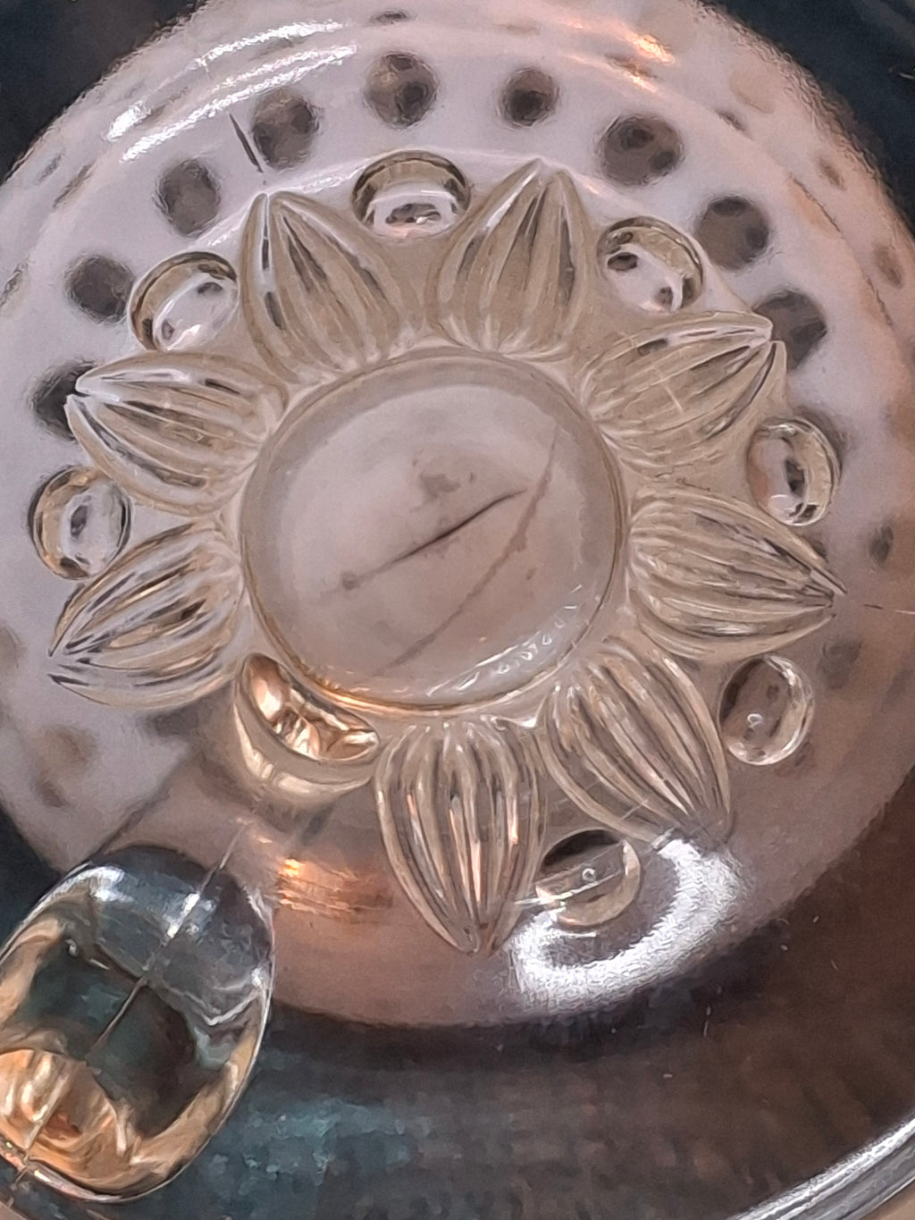 Antique Hobbs Opalescent Coin Dot & Leaf and Jewel Finger Lamp - White to Clear - c.1890