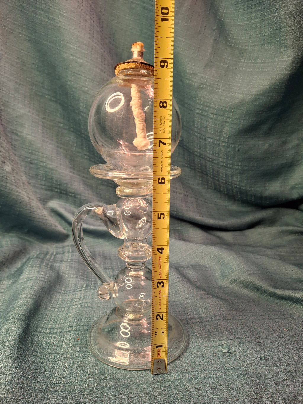 Antique Hand Blown Glass Sparking Lamp - Whale Oil / Fluid - Cork Drop-in Burner - Rough Pontil - 19th Century Early American Lighting