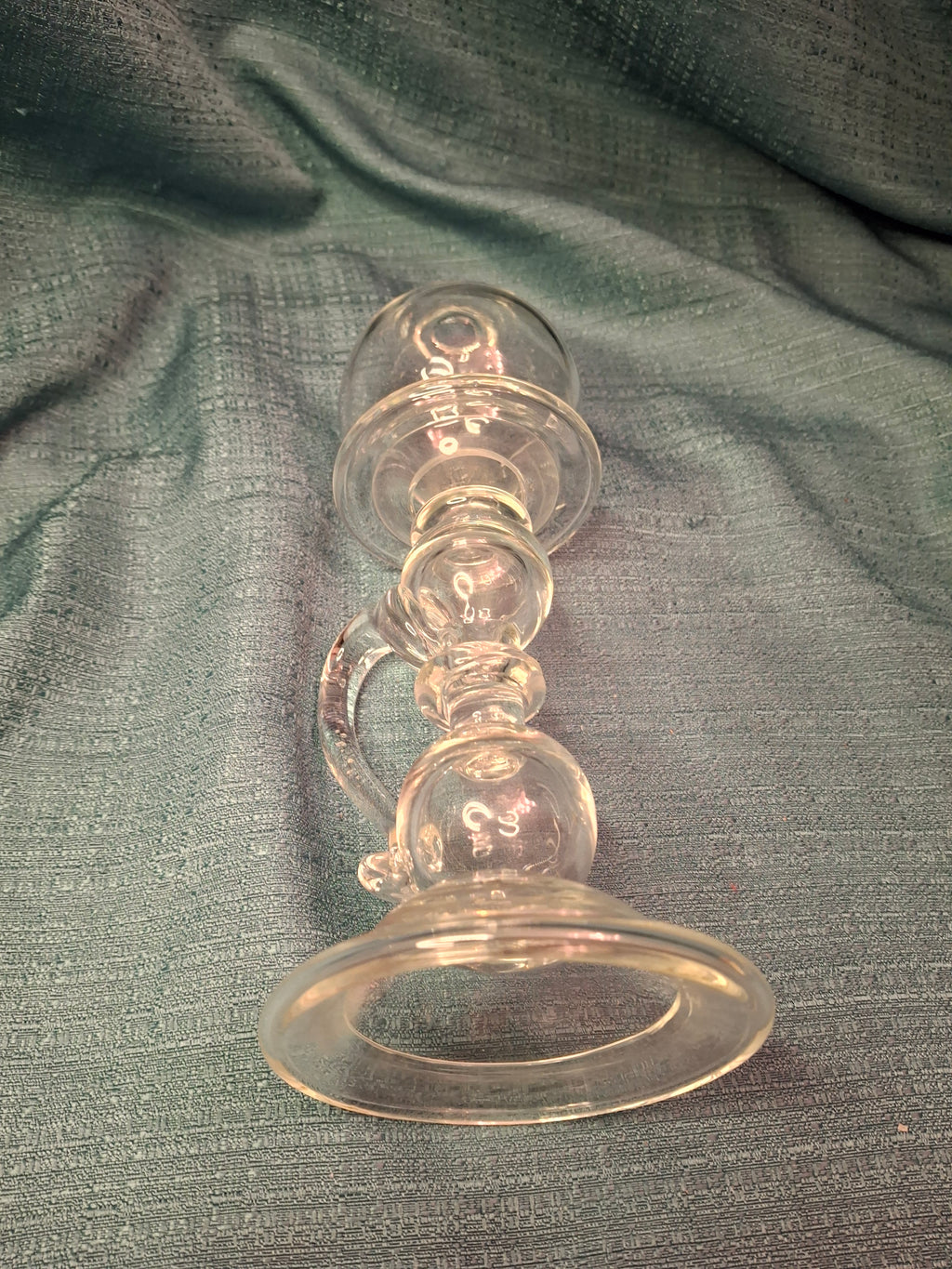 Antique Hand Blown Glass Sparking Lamp - Whale Oil / Fluid - Cork Drop-in Burner - Rough Pontil - 19th Century Early American Lighting