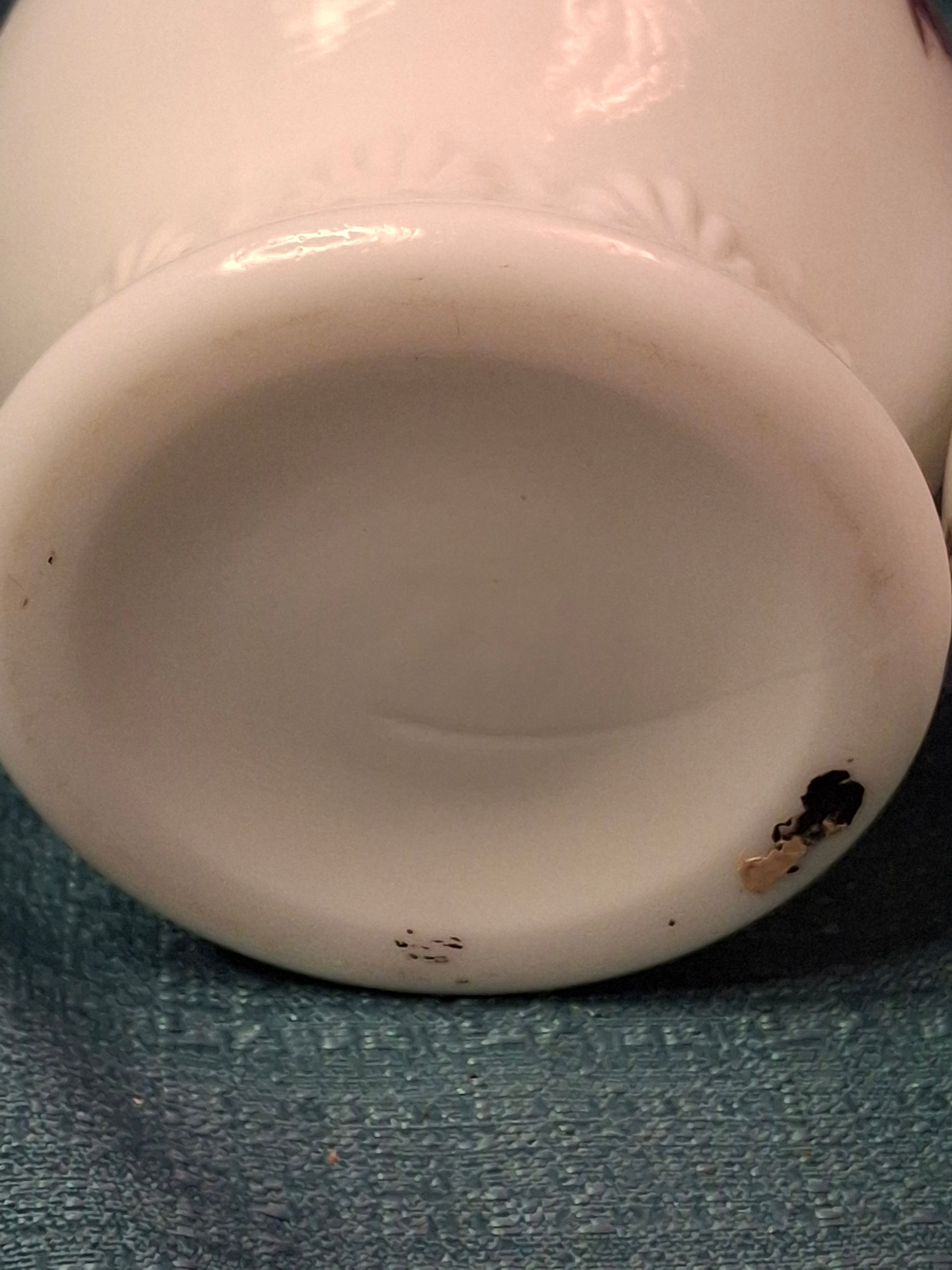 Antique Victorian Miniature Milk Glass Oil Lamp Shell Pattern Purple Violets 7.25"