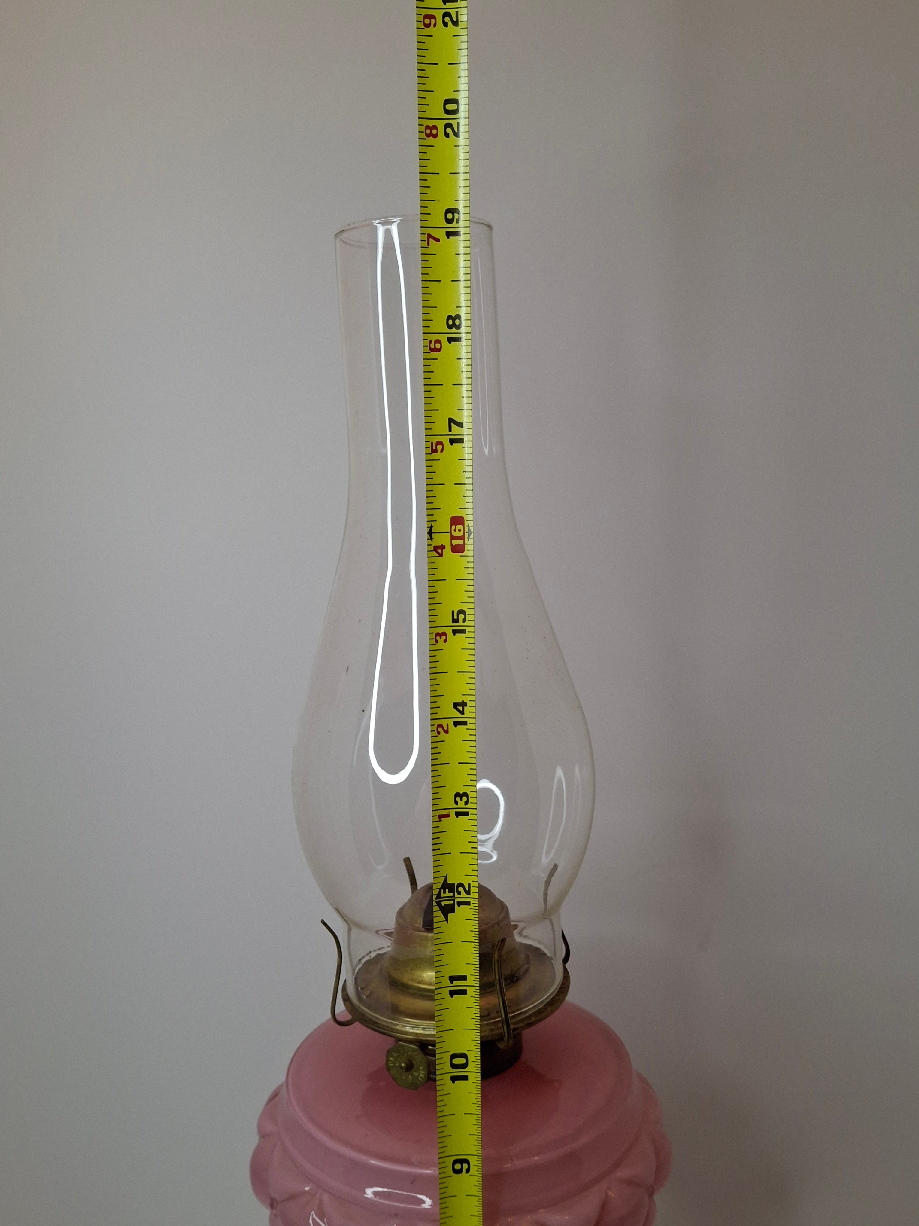 RARE PAIR Antique Consolidated Pink & Blue Cased Glass Florette Stand Lamps P&A