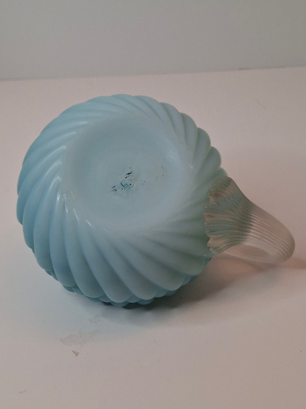 RARE Antique Blue Satin Uranium Glass Kerosene Finger Lamp Hand-Blown UV Glow