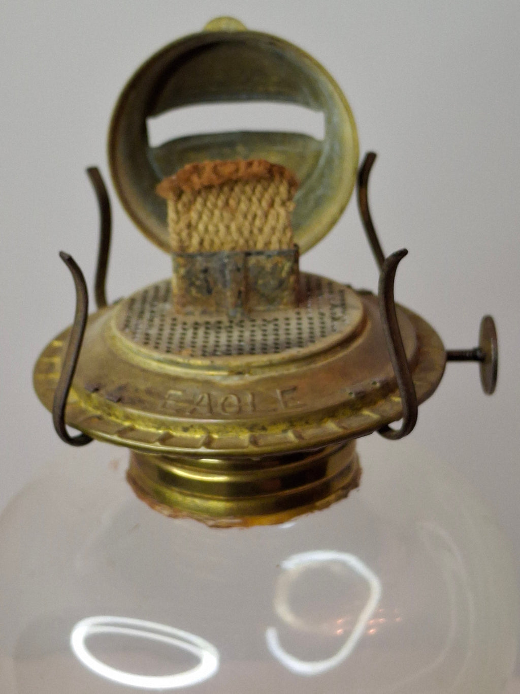 RARE Flint Glass Blue Oil Lamp Scalloped Rib Pedestal 19thC Cerulean Composite