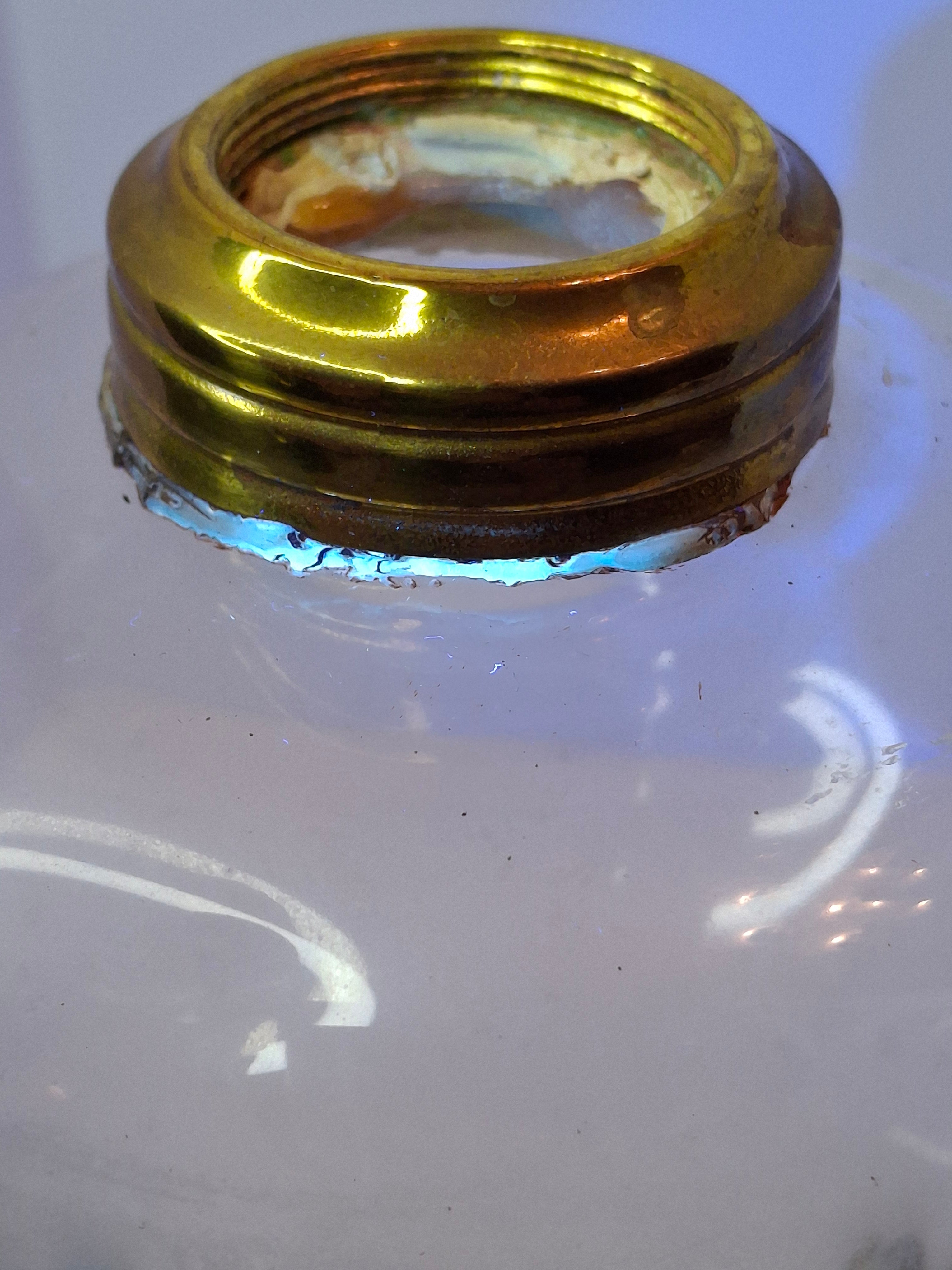 RARE Flint Glass Blue Oil Lamp Scalloped Rib Pedestal 19thC Cerulean Composite