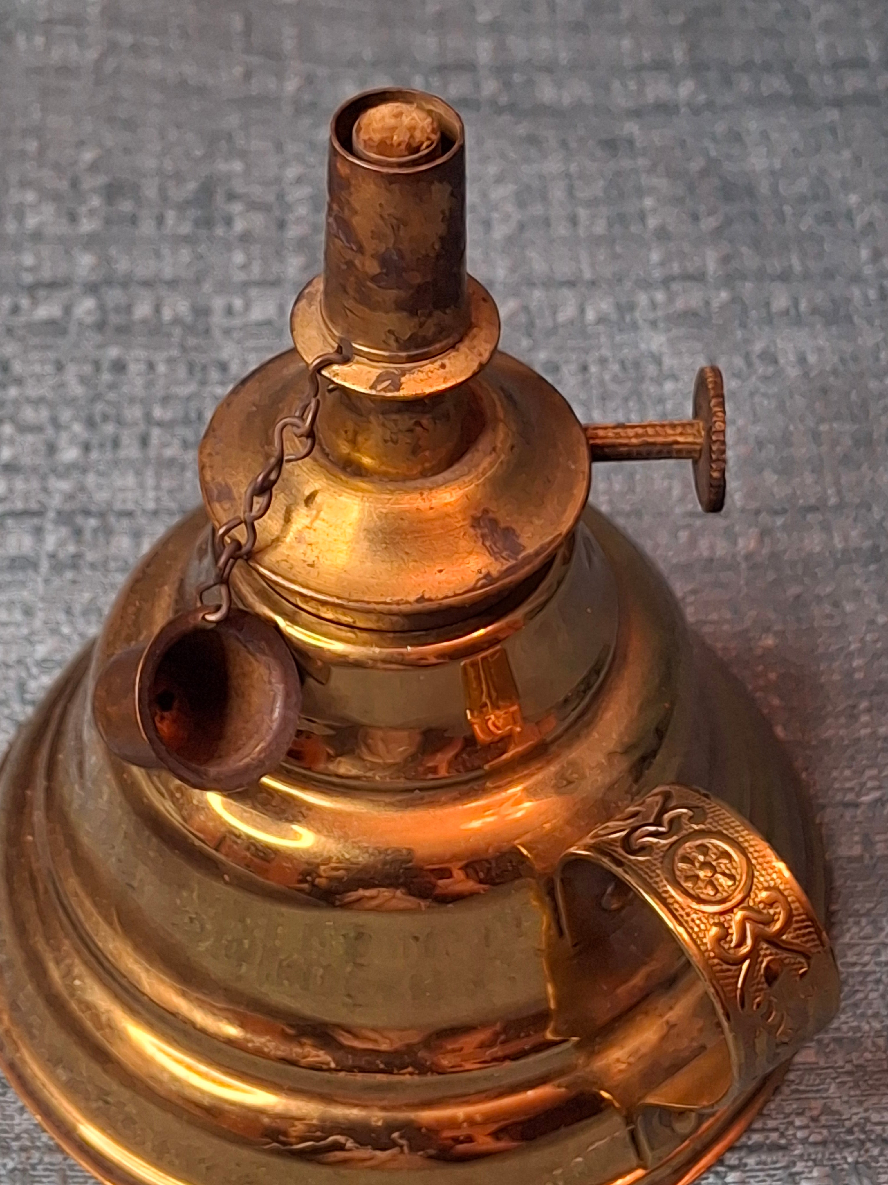 Rare 1863 Blackman’s Patent Brass Finger Lamp | Complete w/ Snuffer | Civil War Era
