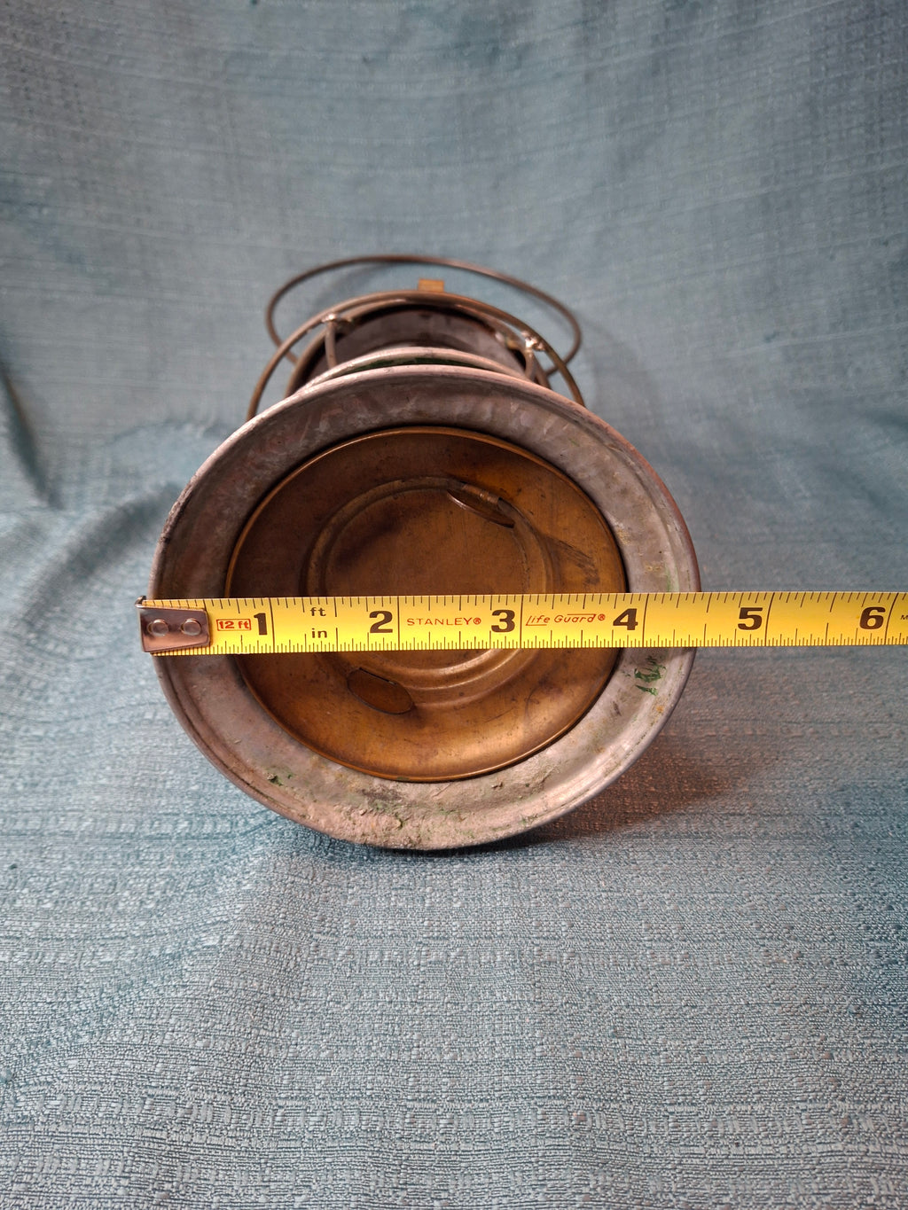 Antique Mid-19th C American Tin and Brass Whale Oil Lantern Double Tube Burner