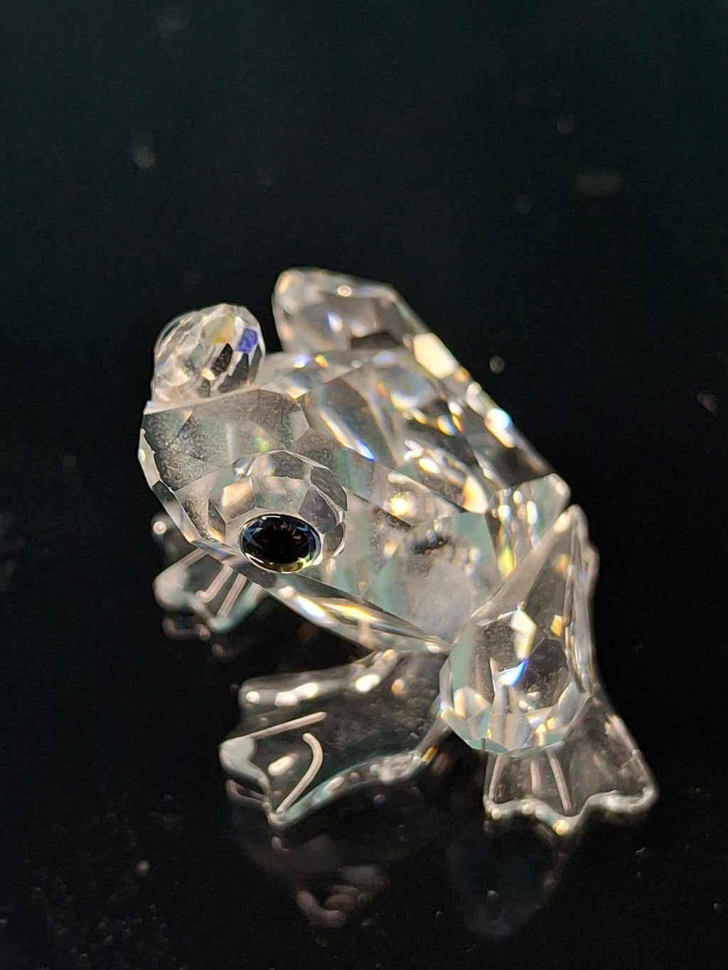 Authentic Swarovski Crystal Frog Figurine - Black Eyes - Swan Logo - Retired #010010