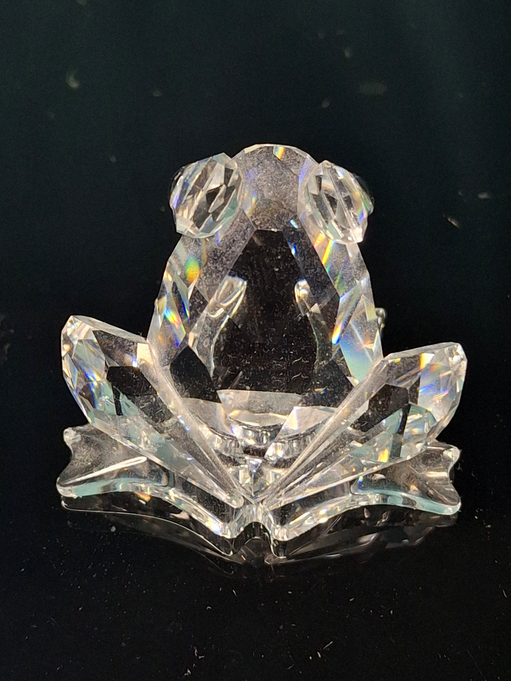 Authentic Swarovski Crystal Frog Figurine - Black Eyes - Swan Logo - Retired #010010