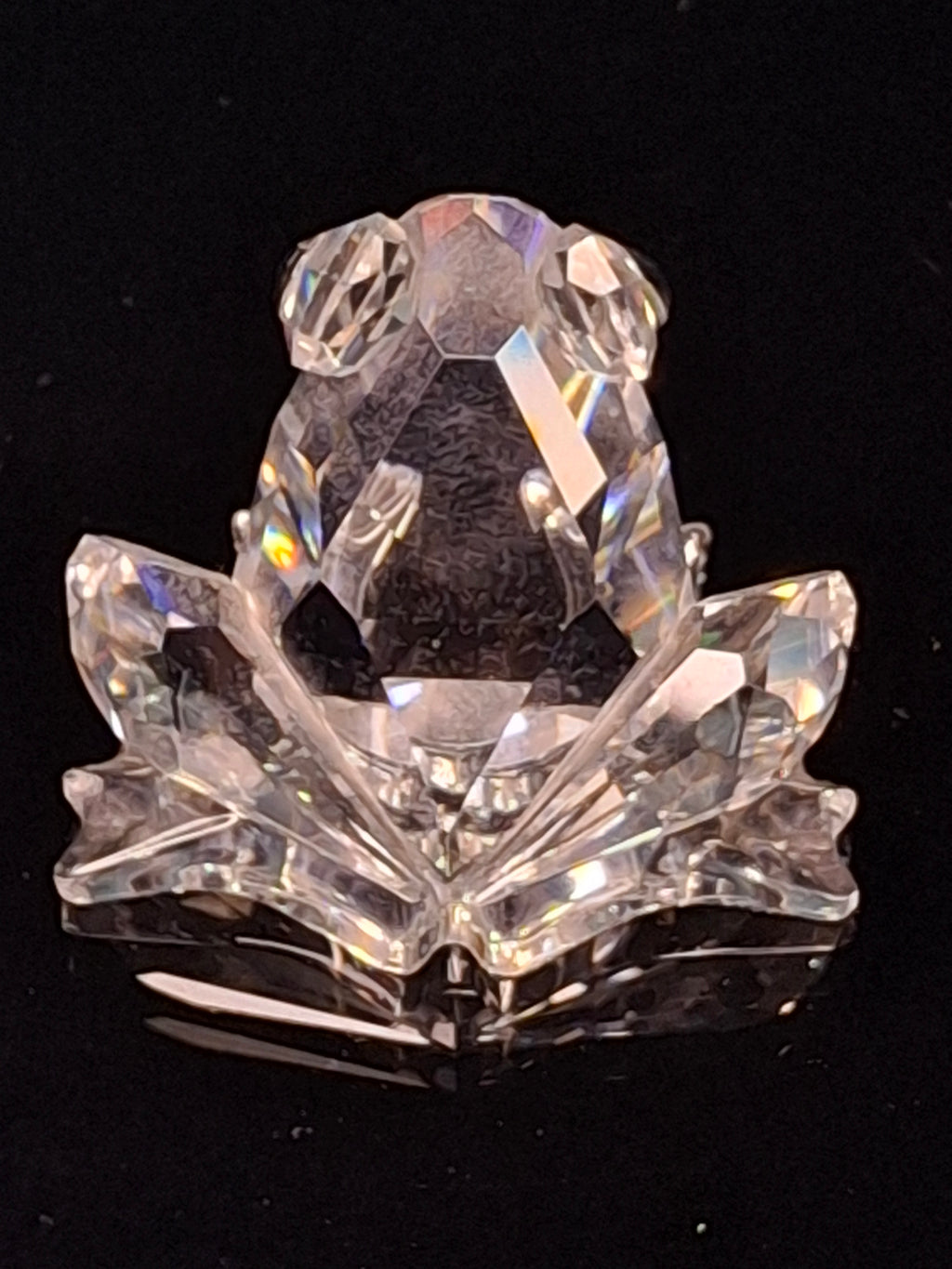 Authentic Swarovski Crystal Frog Figurine - Black Eyes - Swan Logo - Retired #010010